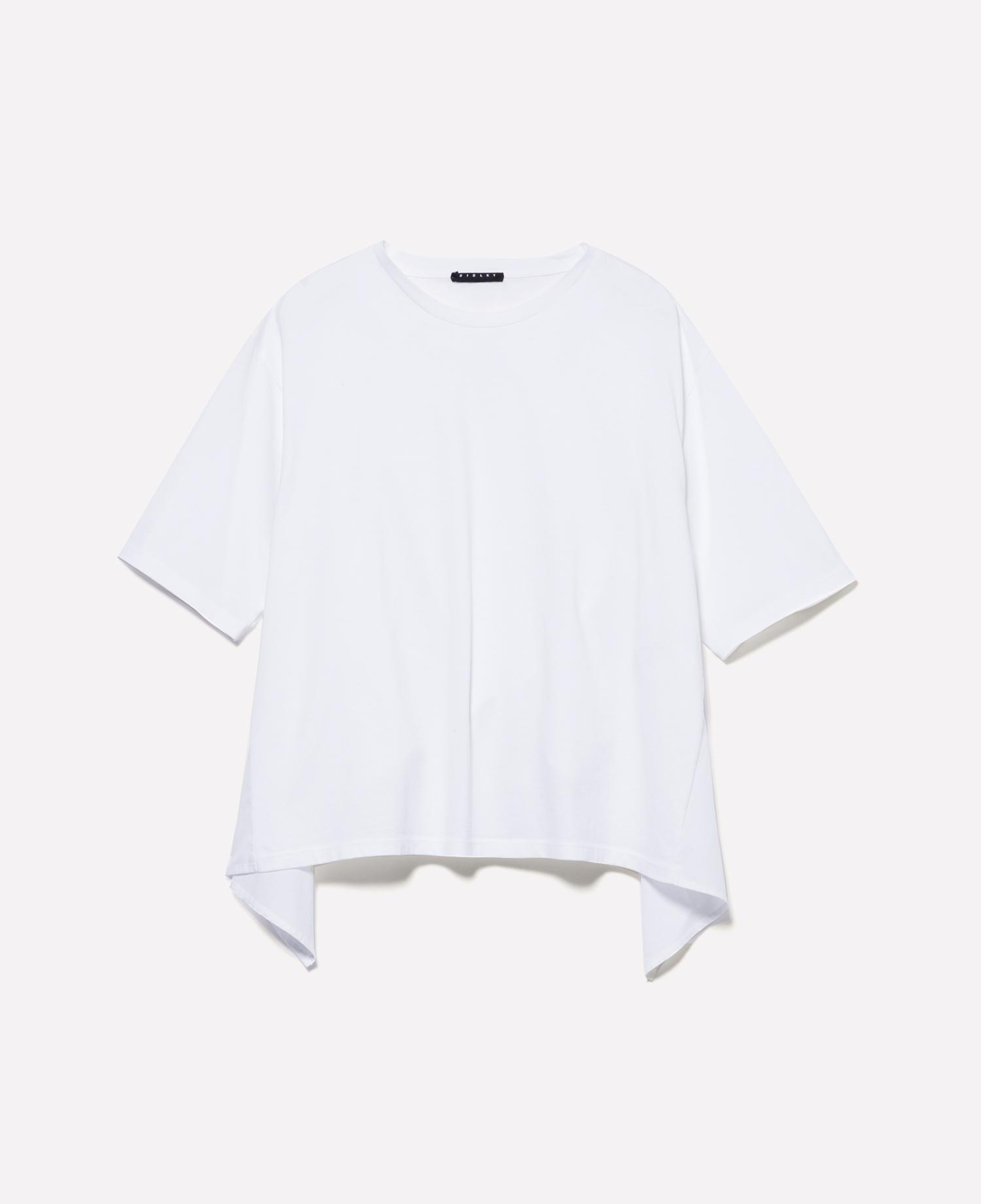 Kadın Beyaz %100 Pamuk Arkası Bağcıklı Bisiklet Yaka Regular Fit T-Shirt