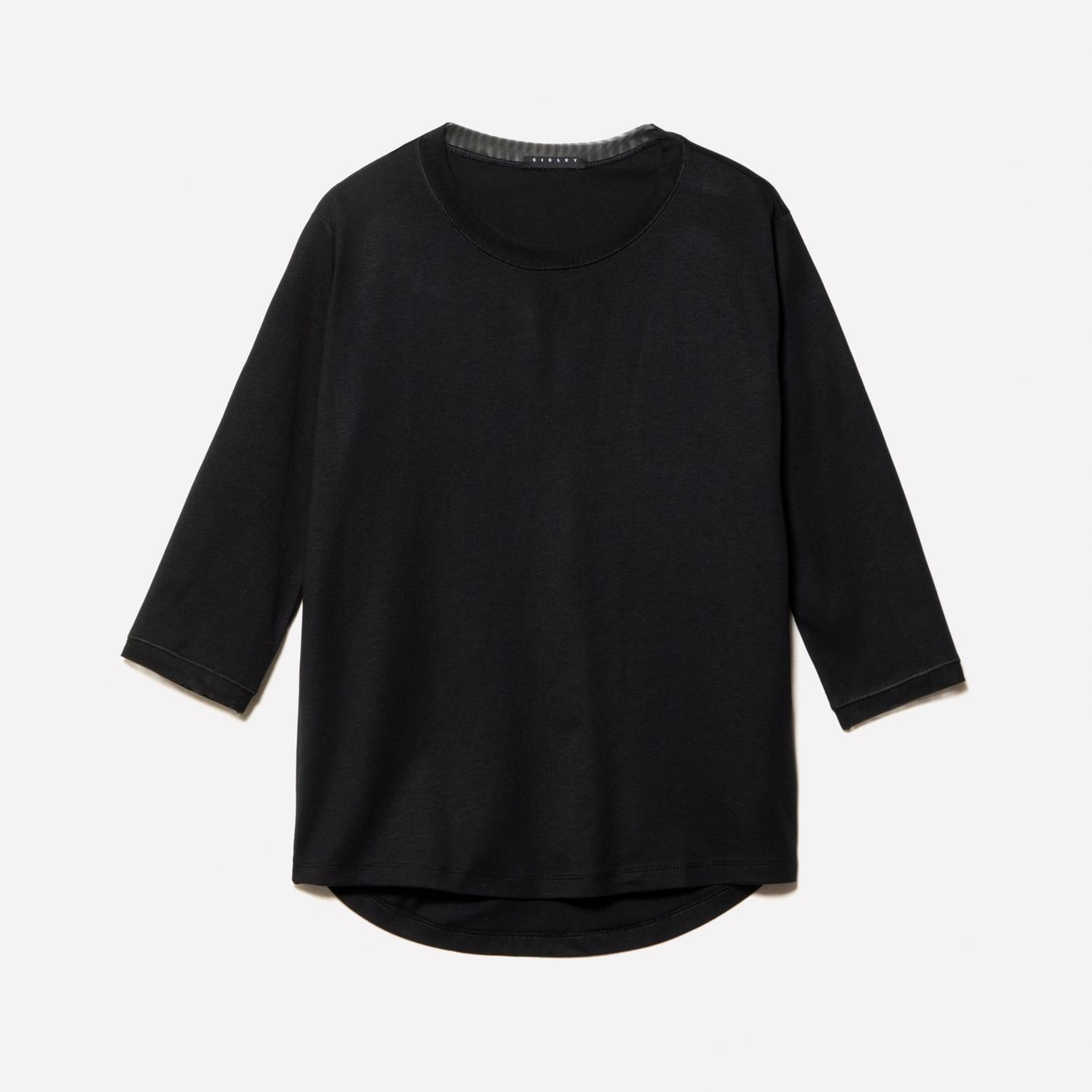 Kadın Siyah Modal Karışımlı Tül Detaylı Regular Fit T-Shirt