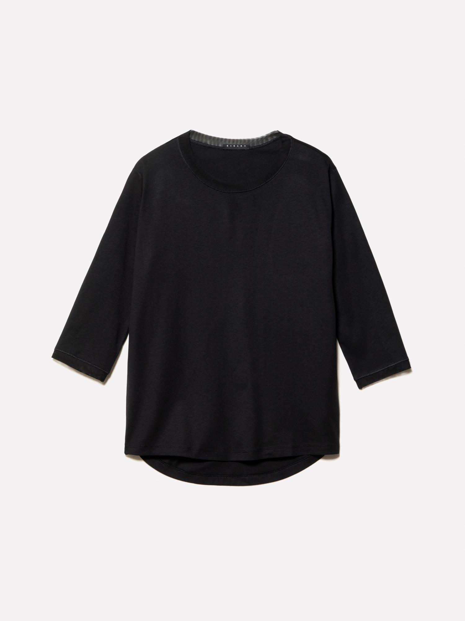 Kadın Siyah Modal Karışımlı Tül Detaylı Regular Fit T-Shirt