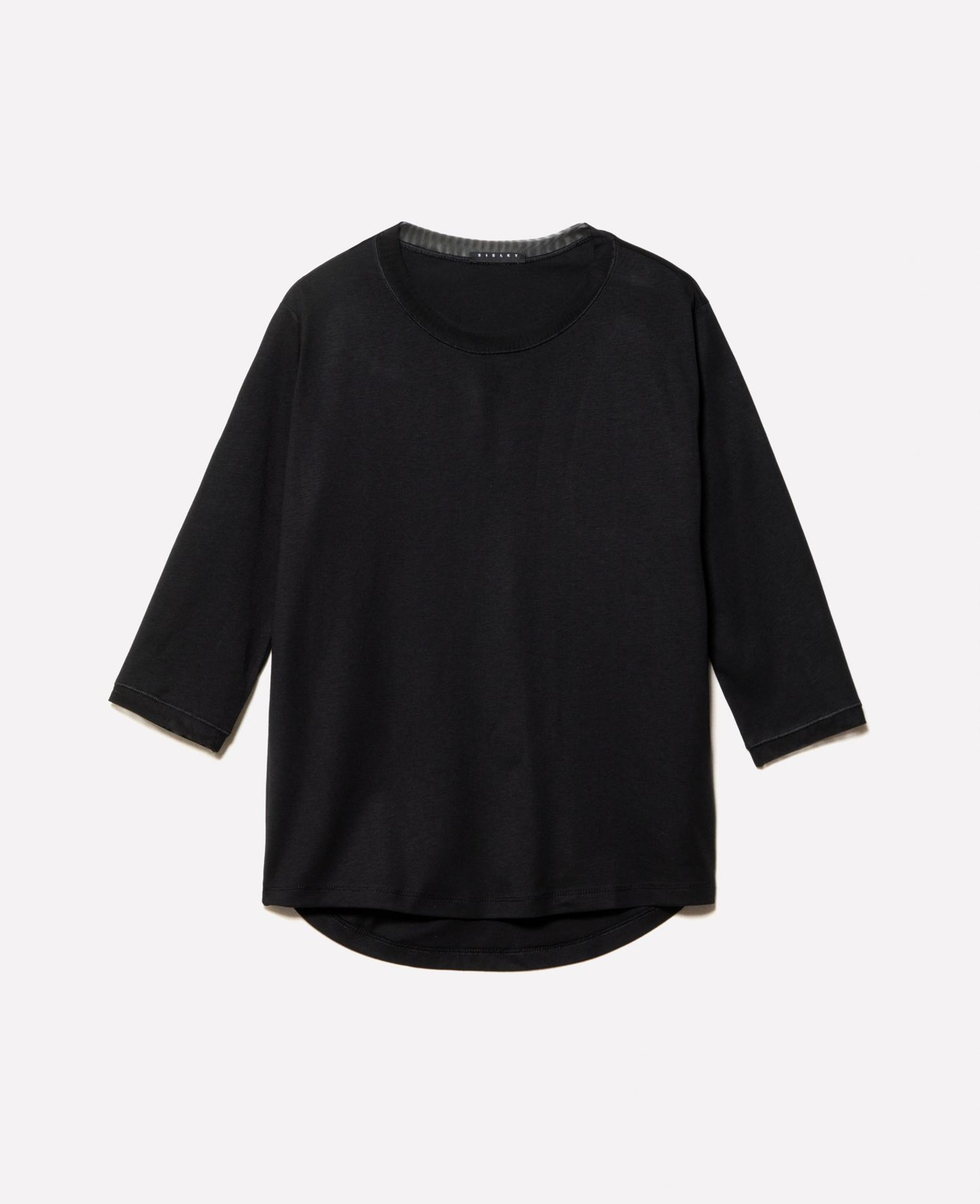 Kadın Siyah Modal Karışımlı Tül Detaylı Regular Fit T-Shirt