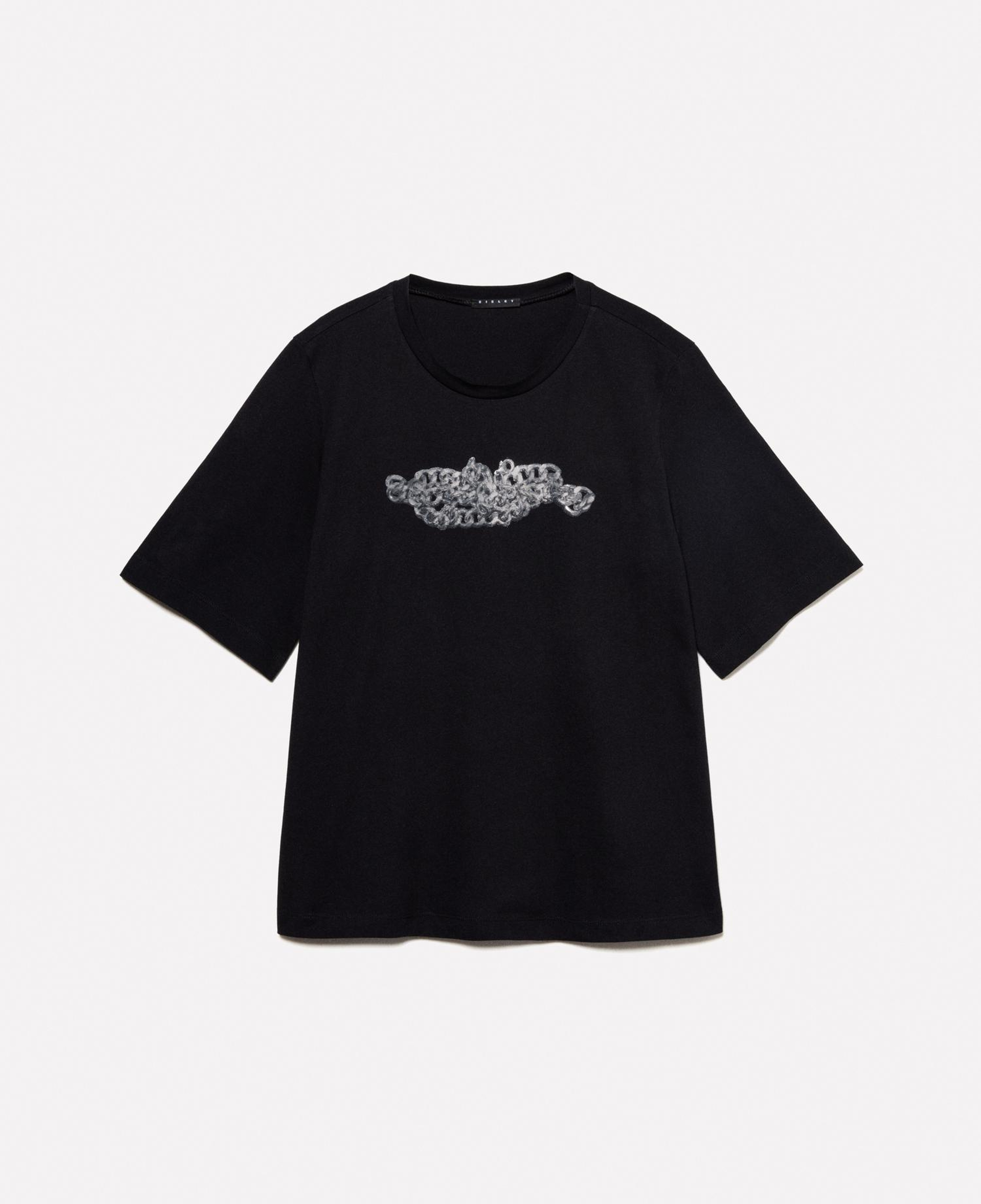 Kadın Siyah %100 Pamuk Baskılı Bisiklet Yaka Regular Fit T-Shirt