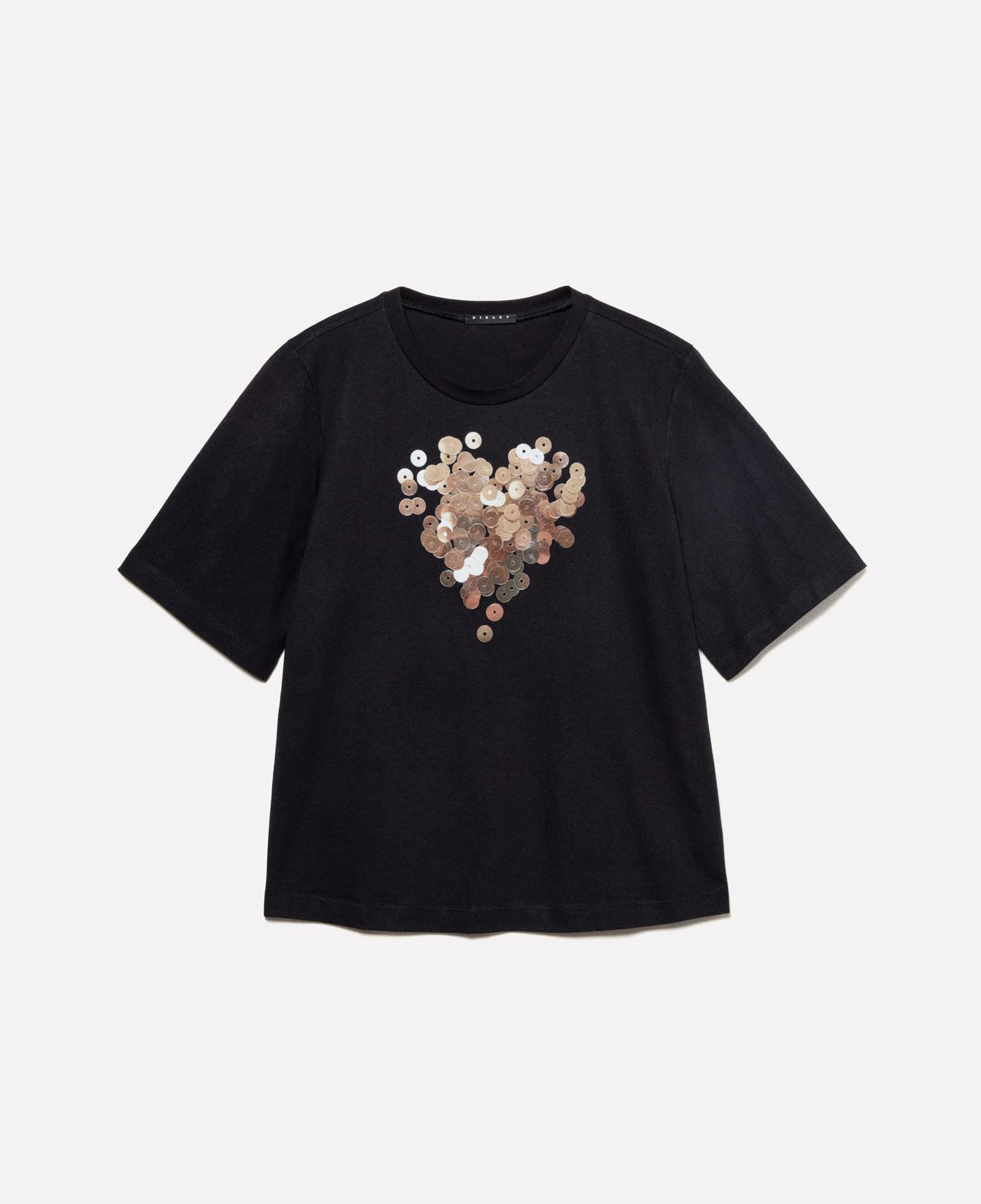 Kadın Siyah Mix %100 Pamuk Baskılı Bisiklet Yaka Regular Fit T-Shirt