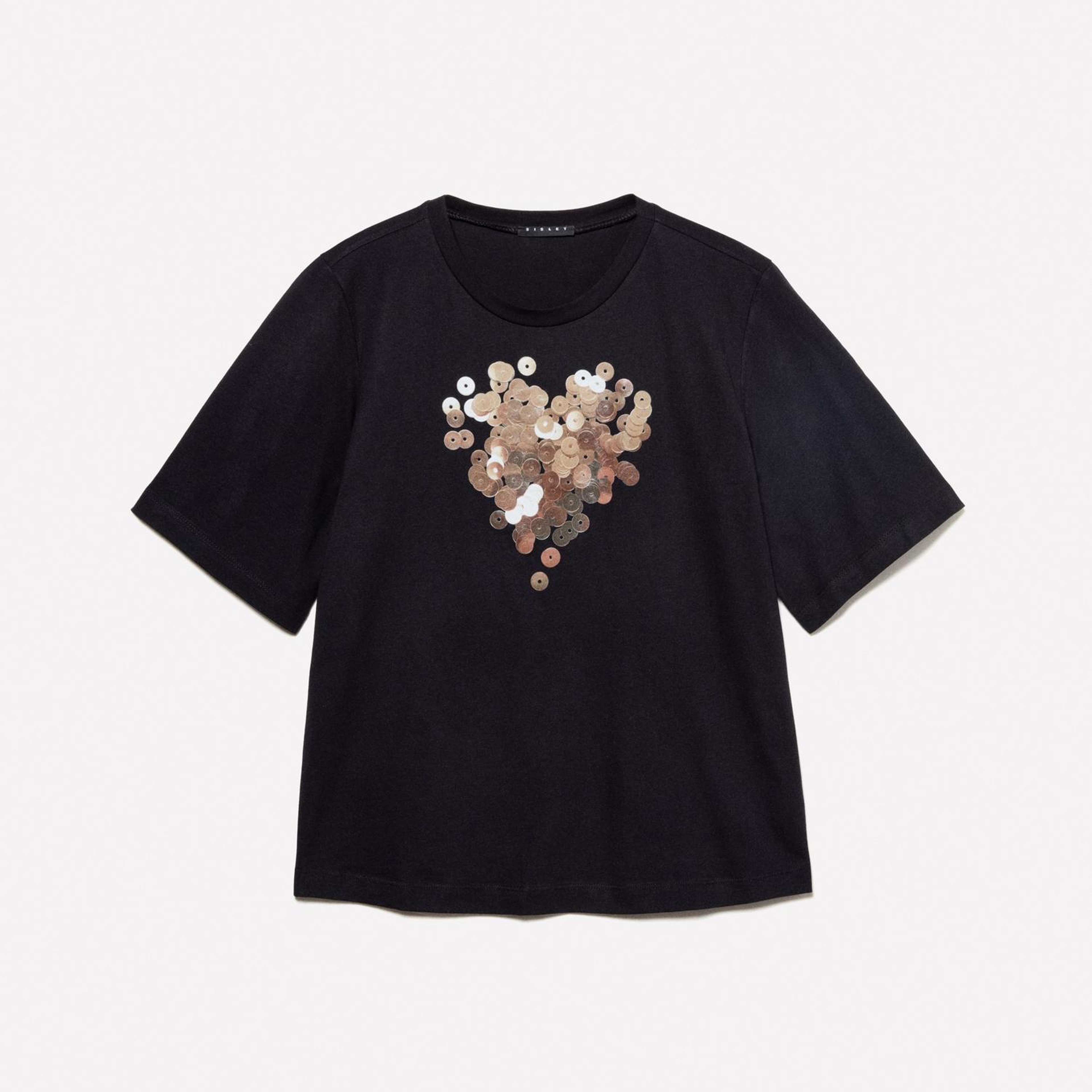Kadın Siyah Mix %100 Pamuk Baskılı Bisiklet Yaka Regular Fit T-Shirt