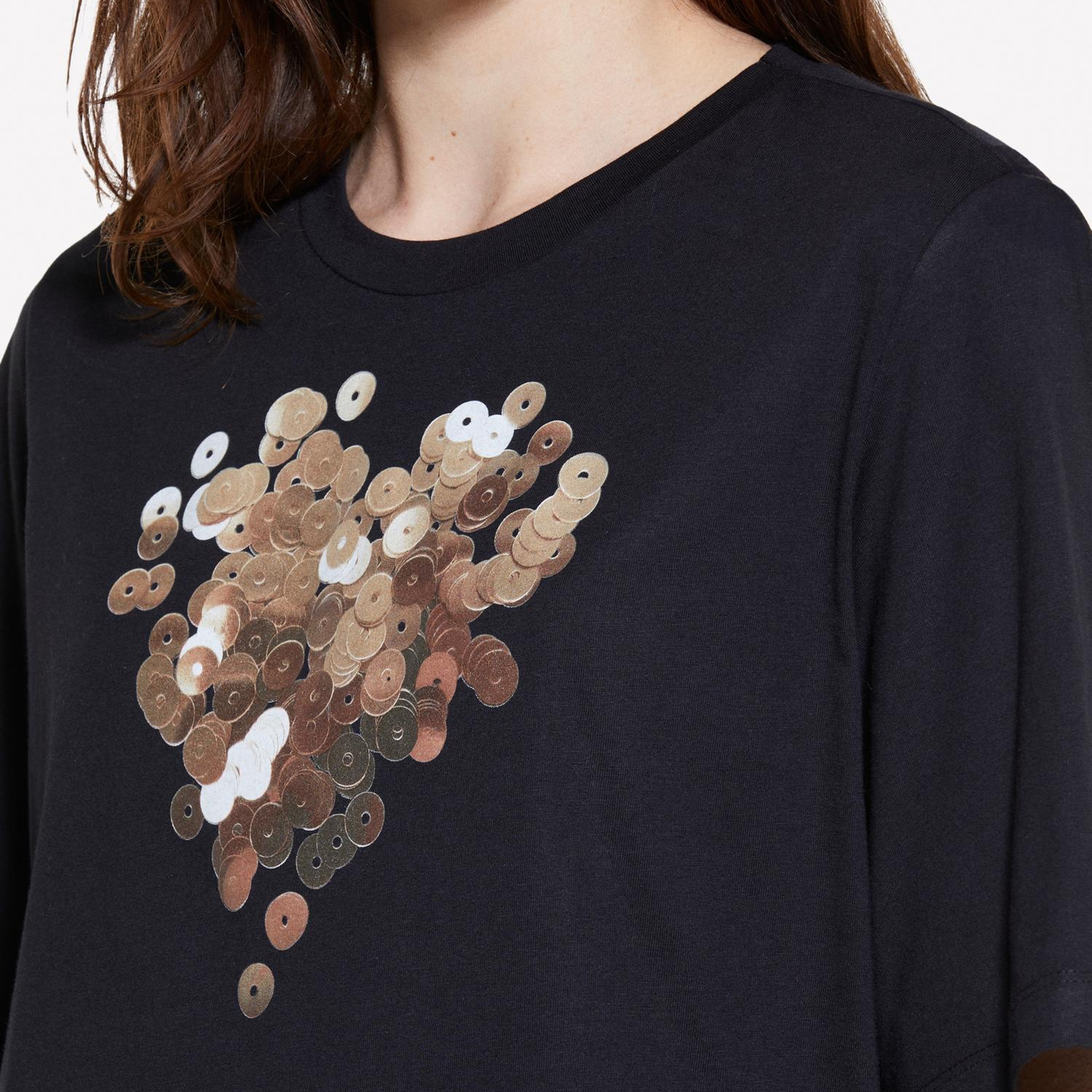 Kadın Siyah Mix %100 Pamuk Baskılı Bisiklet Yaka Regular Fit T-Shirt