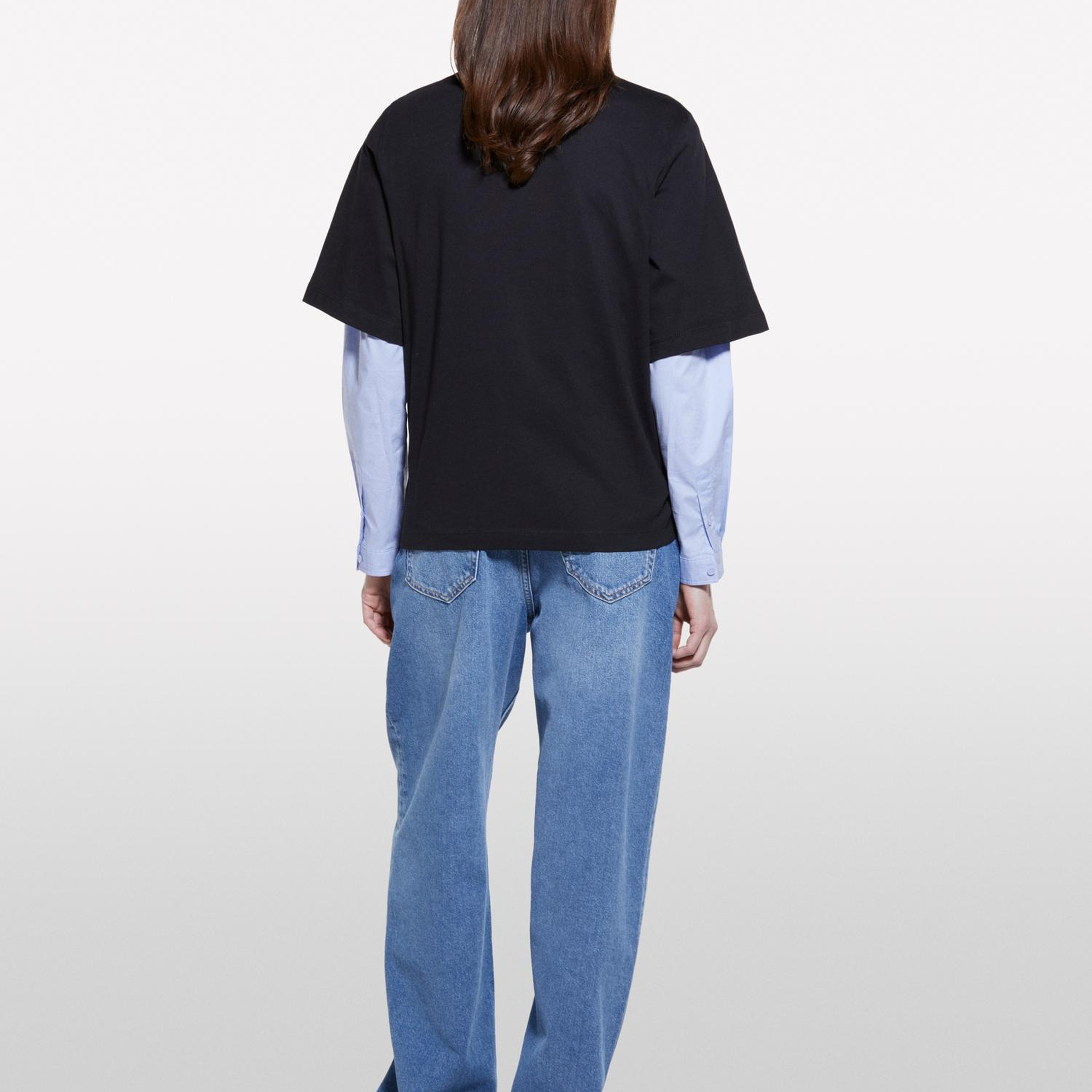 Kadın Siyah Gri %100 Pamuk Baskılı Bisiklet Yaka Regular Fit T-Shirt