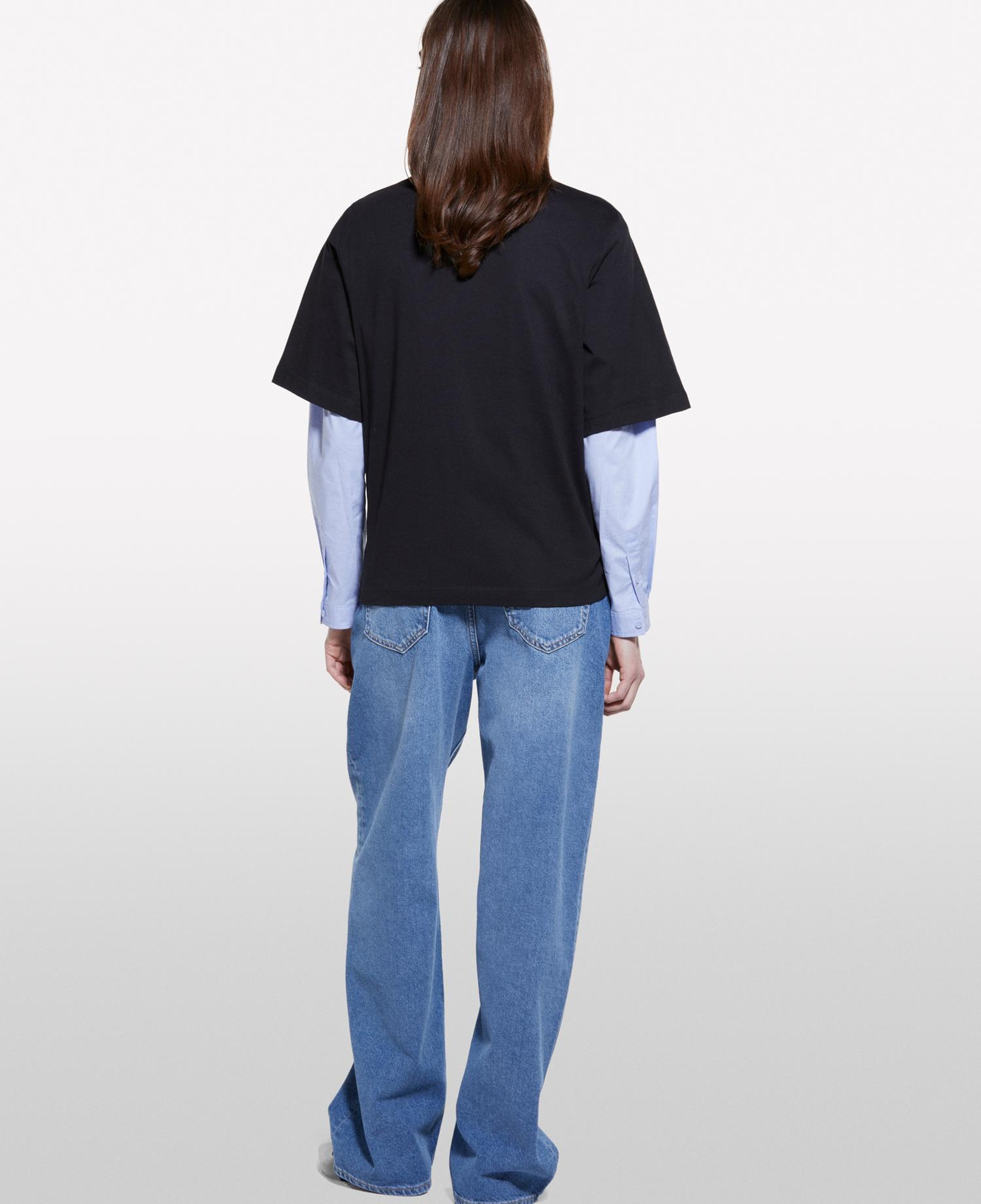 Kadın Siyah Gri %100 Pamuk Baskılı Bisiklet Yaka Regular Fit T-Shirt