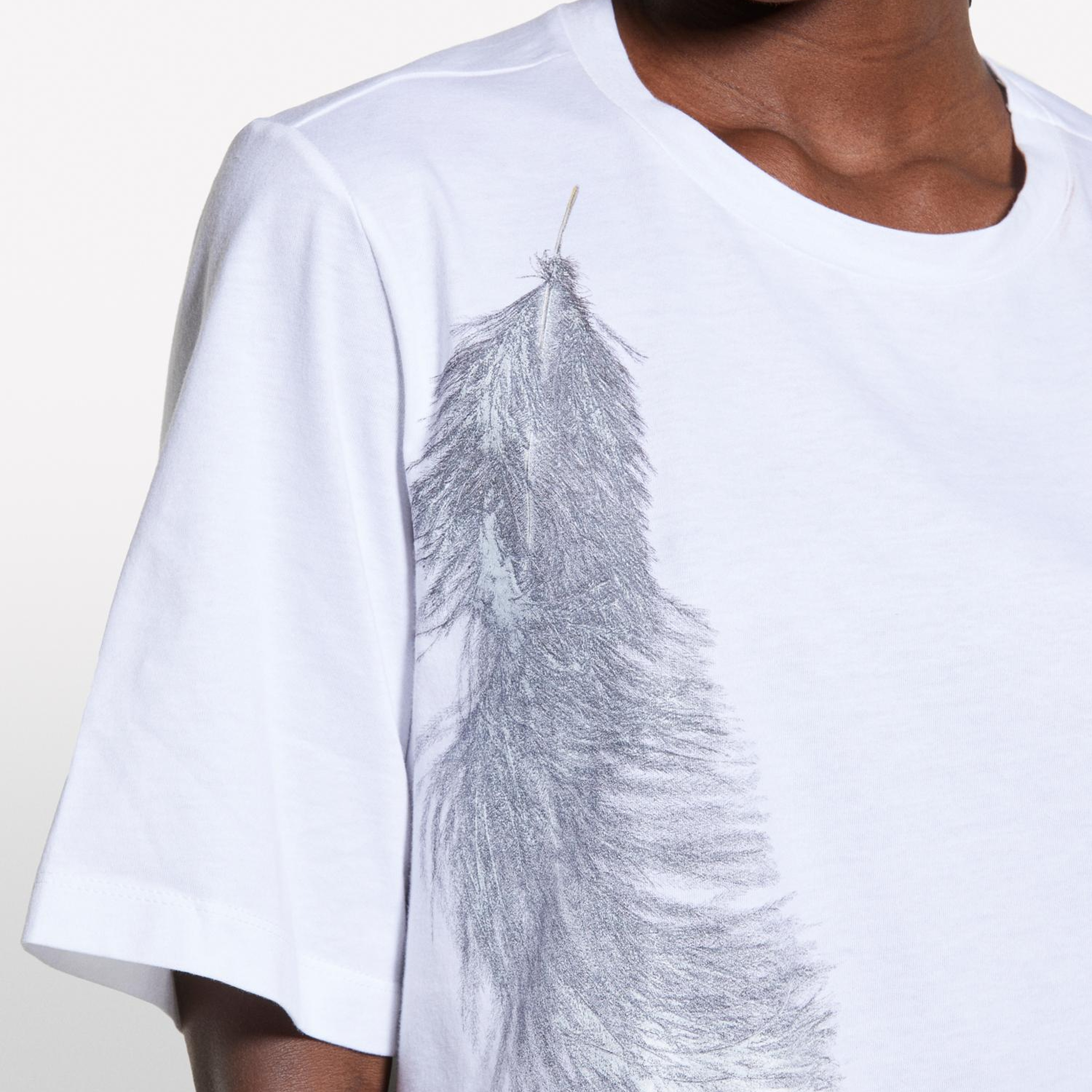 Kadın Beyaz Mix %100 Pamuk Baskılı Bisiklet Yaka Regular Fit T-Shirt