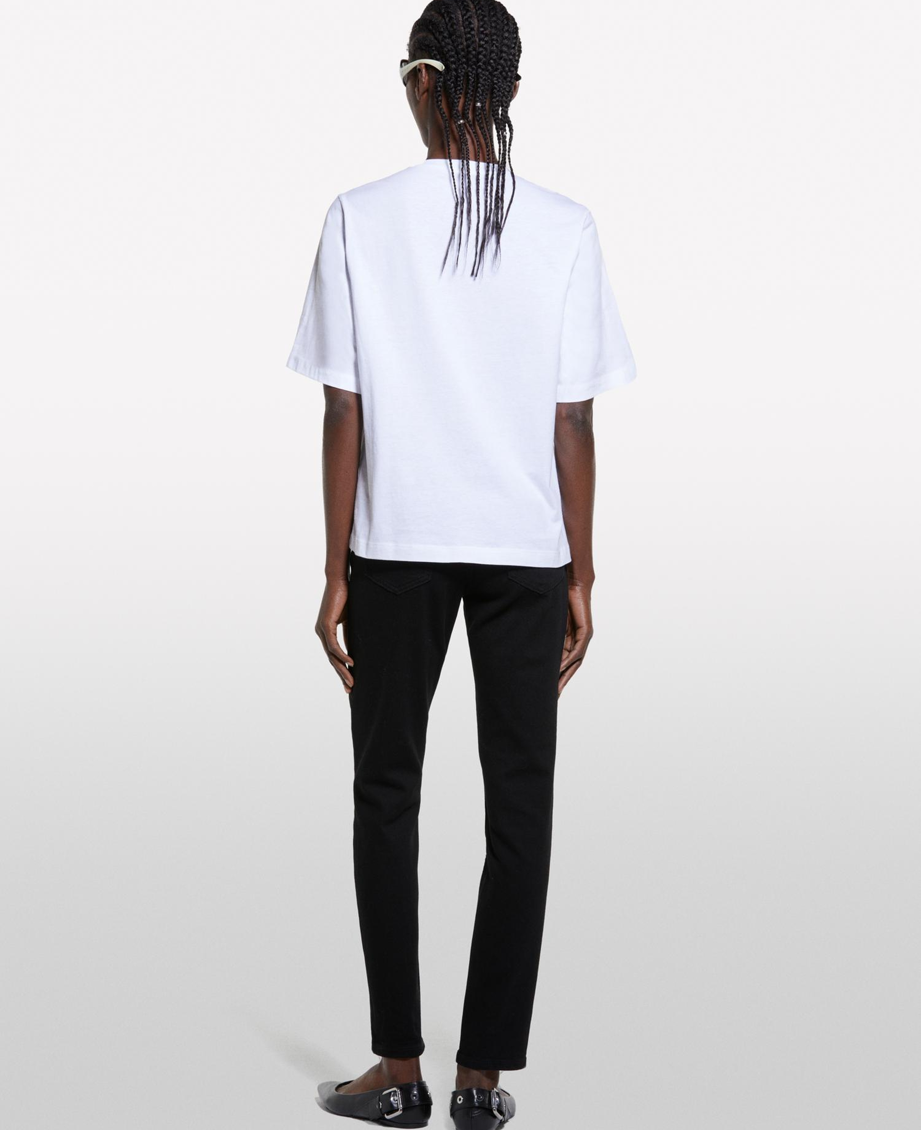 Kadın Beyaz Mix %100 Pamuk Baskılı Bisiklet Yaka Regular Fit T-Shirt