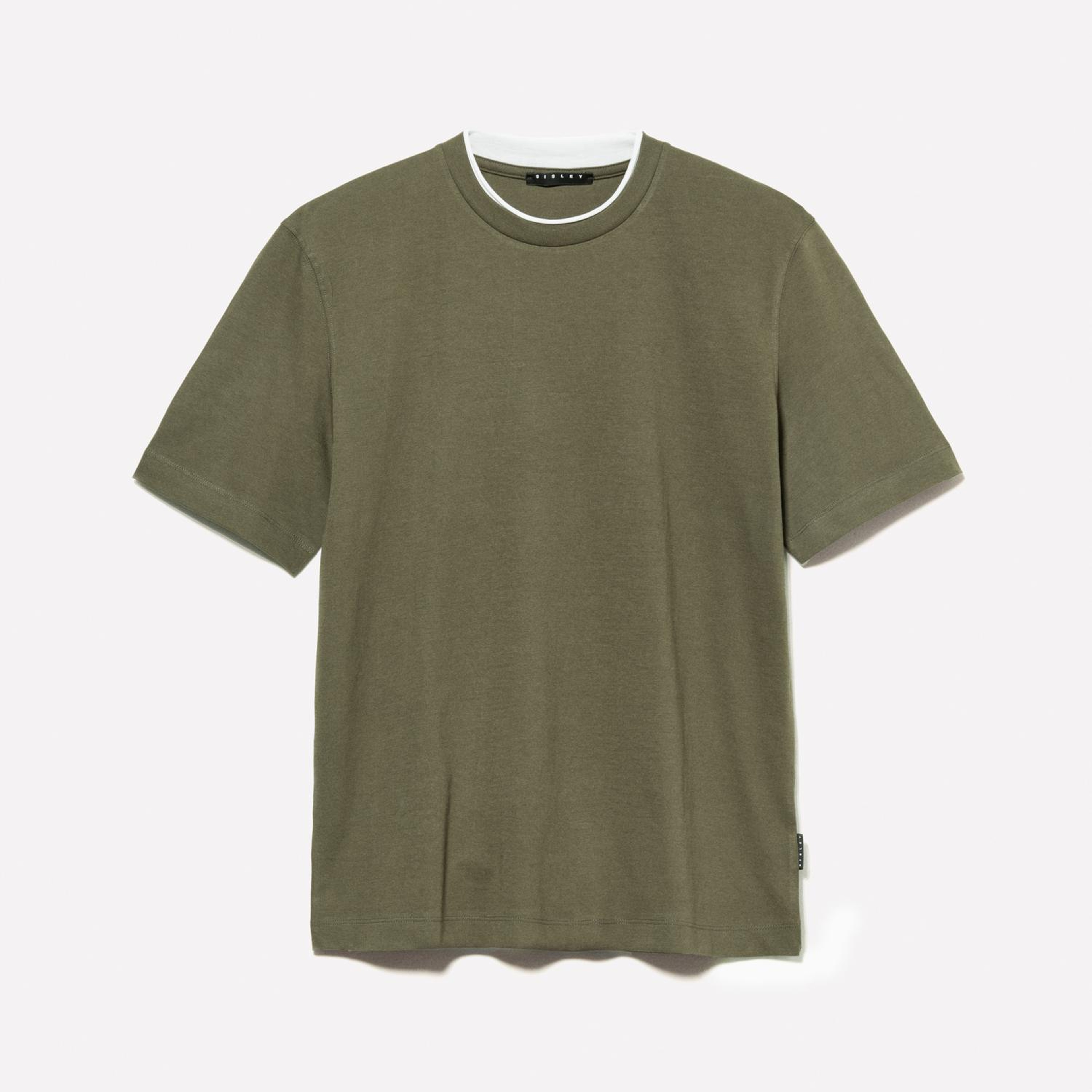 Erkek Asker Yeşili %100 Pamuk Logo Detaylı Bisiklet Yaka Regular Fit T-Shirt