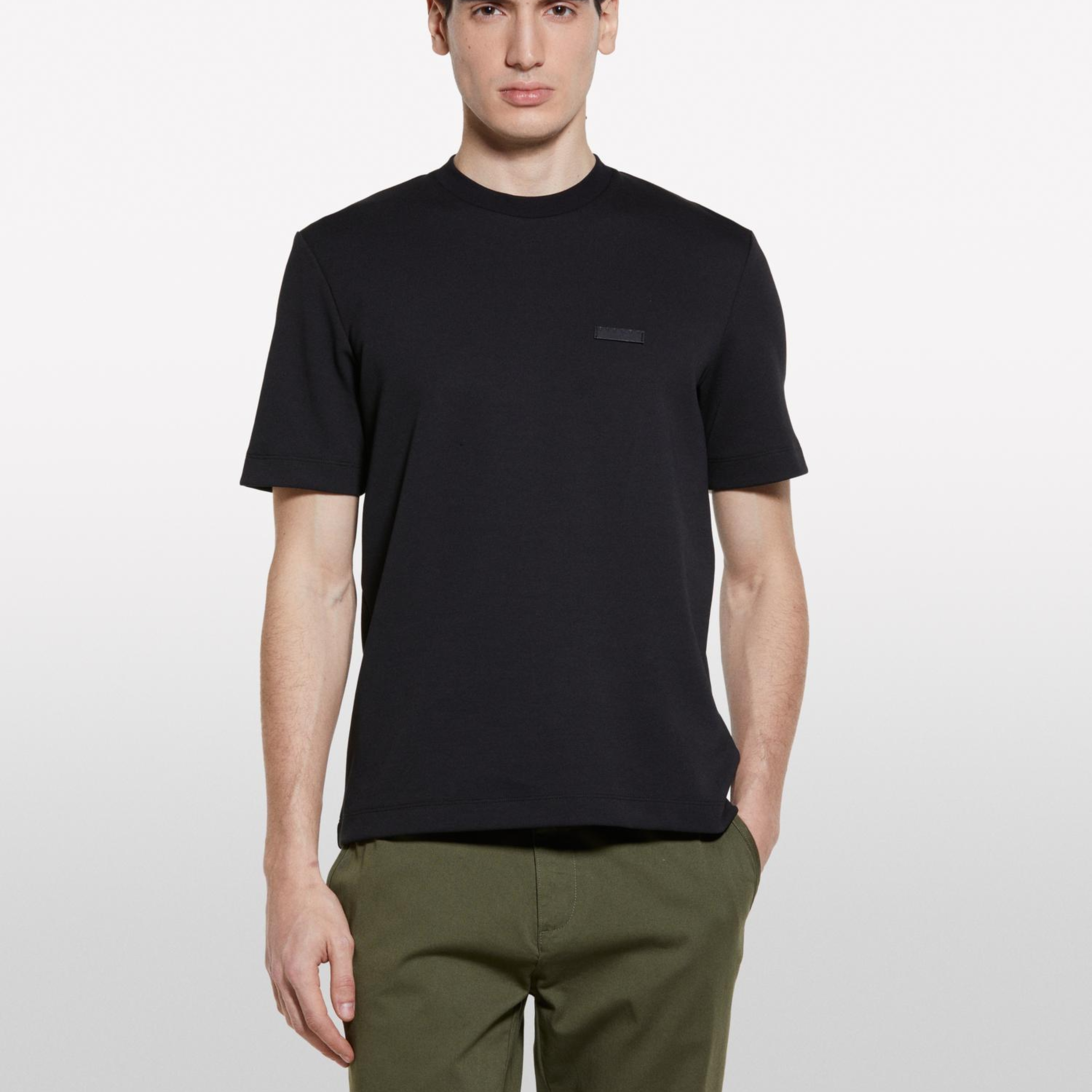 Erkek Koyu Lacivert Pamuk Karışımlı Logolu Bisiklet Yaka Regular Fit T-Shirt