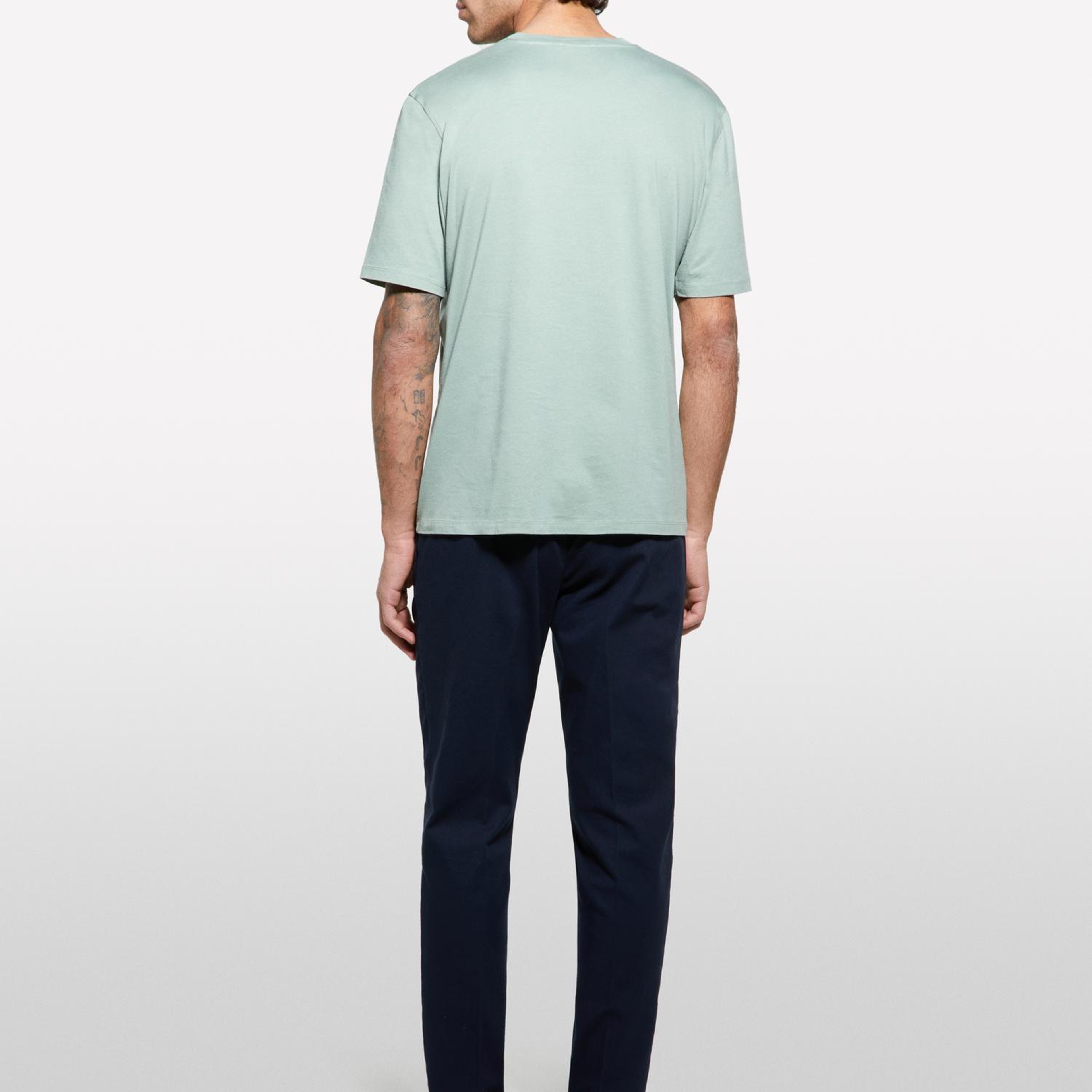 Erkek Haki %100 Pamuk Normal Kesim Bisiklet Yaka Kısa Kollu T-Shirt