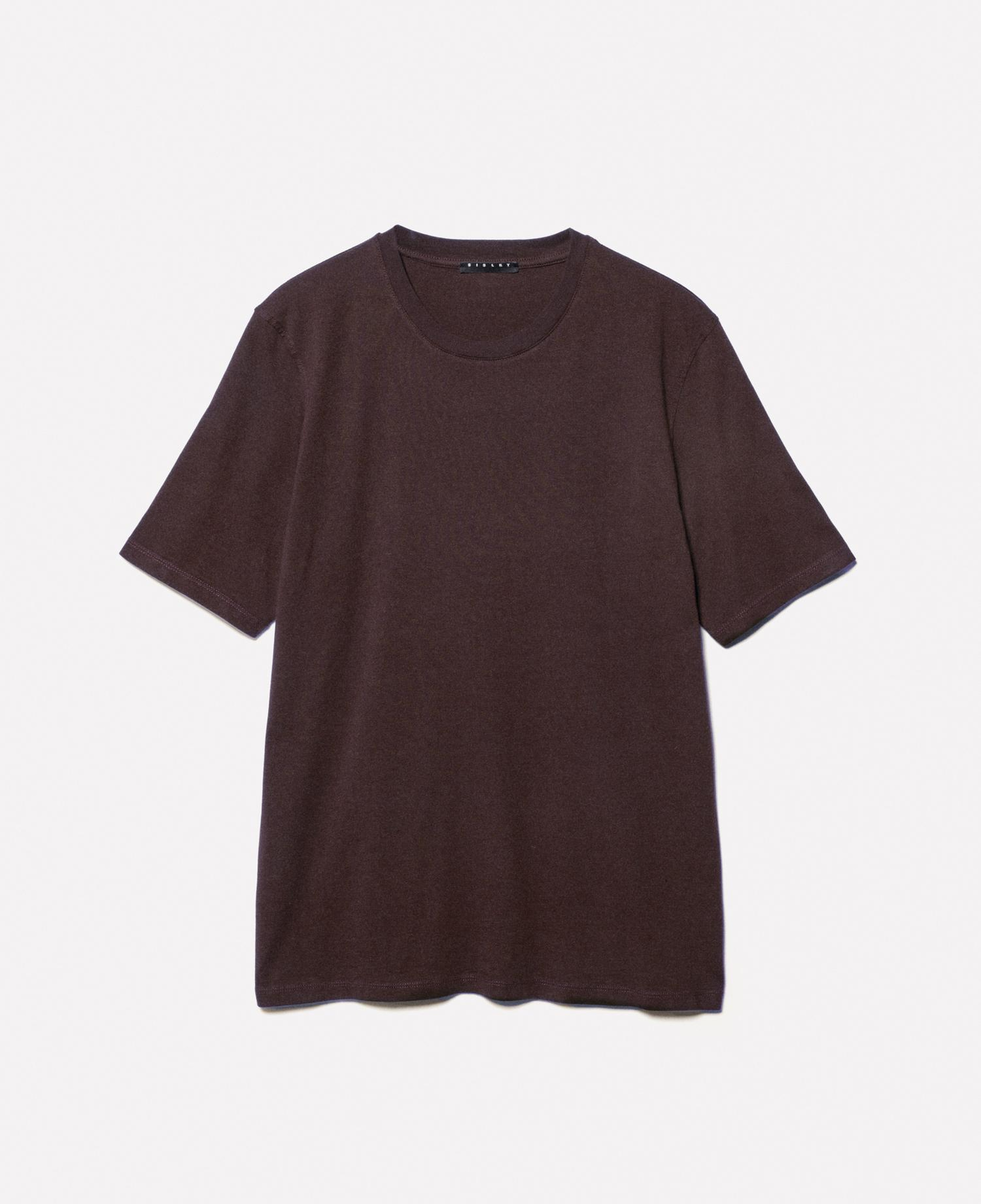 Erkek Koyu kahverengi %100 Pamuk Normal Kesim Bisiklet Yaka Kısa Kollu T-Shirt