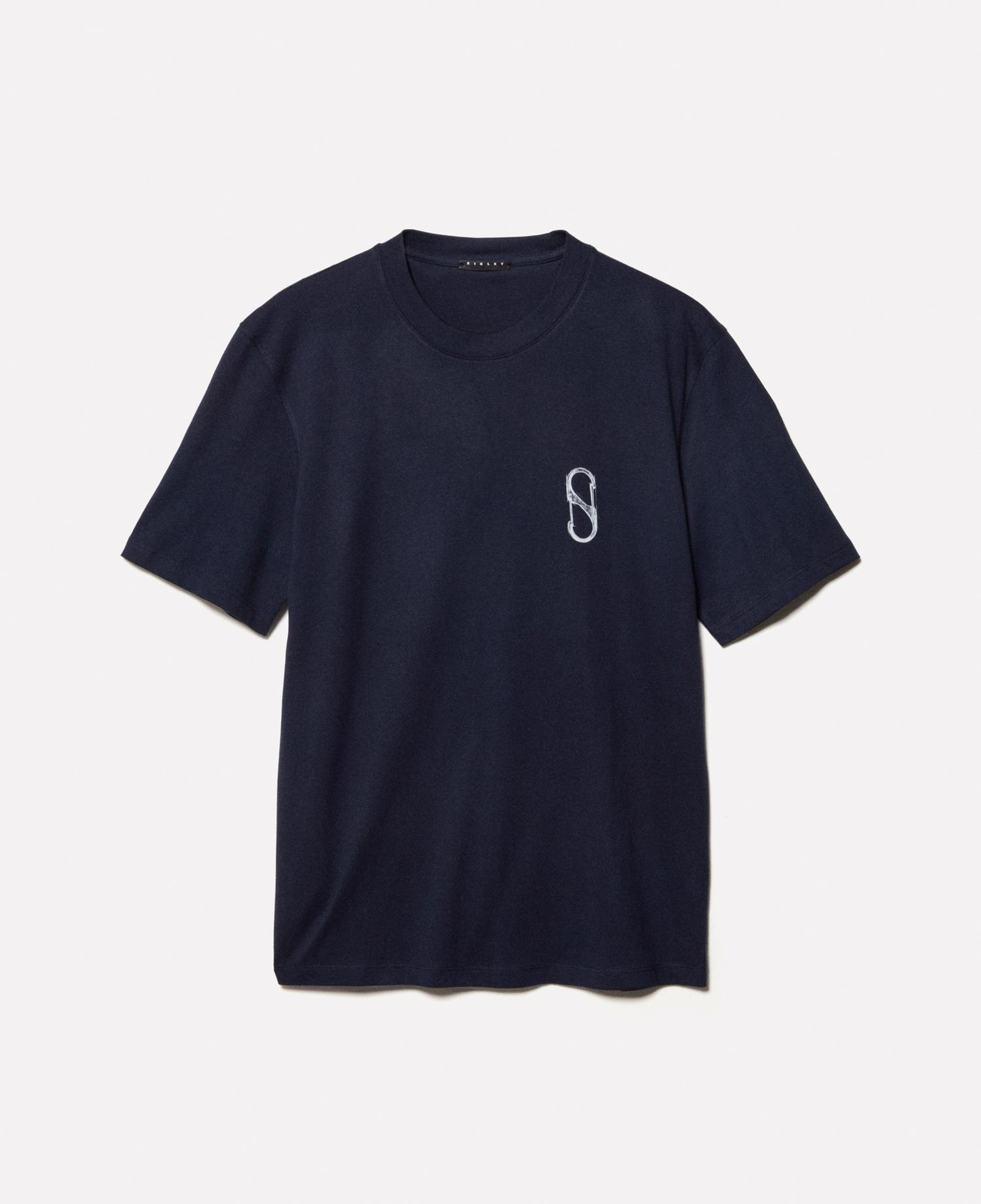 Erkek Koyu Lacivert %100 Pamuk Baskılı Bisiklet Yaka Regular Fit T-Shirt