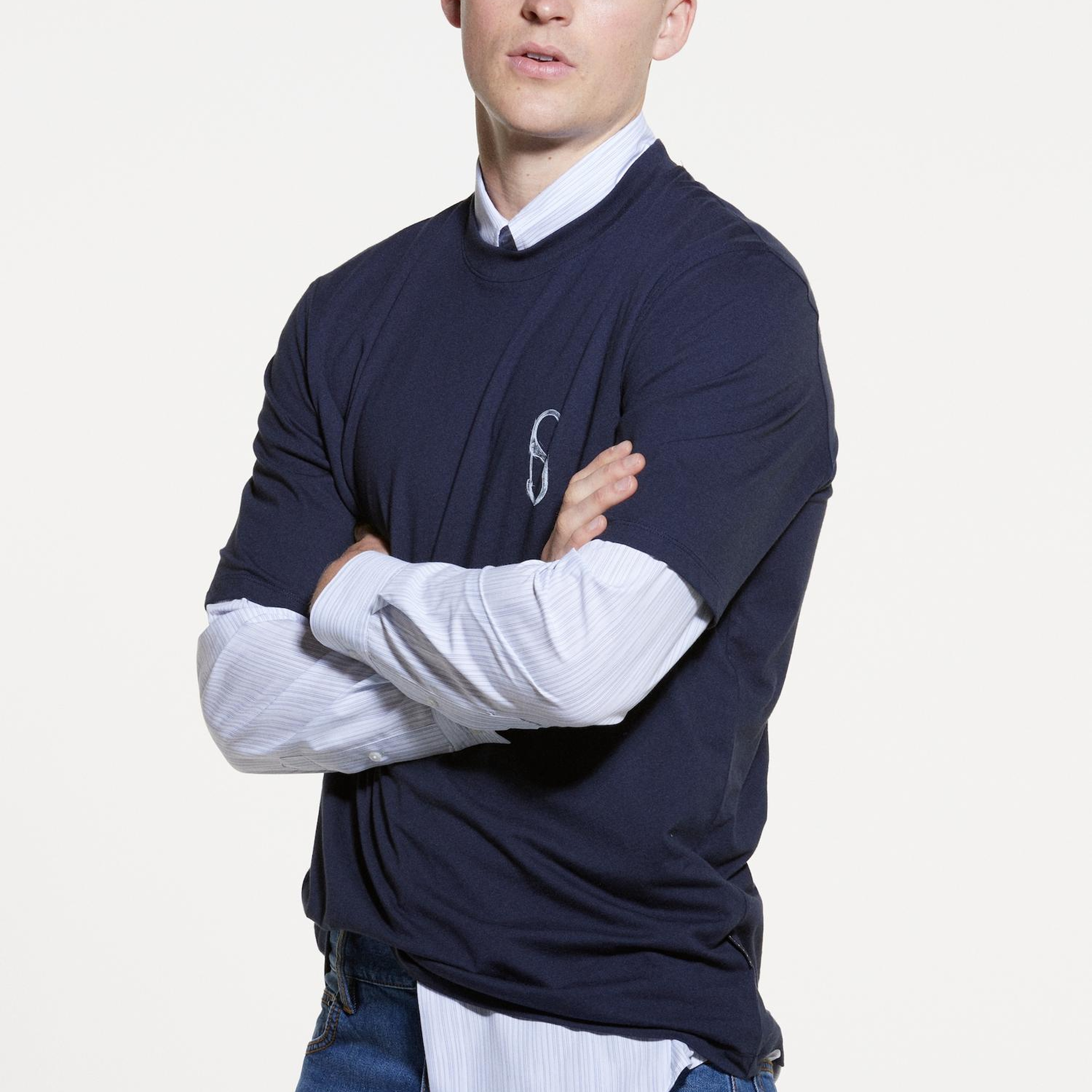 Erkek Koyu Lacivert %100 Pamuk Baskılı Bisiklet Yaka Regular Fit T-Shirt