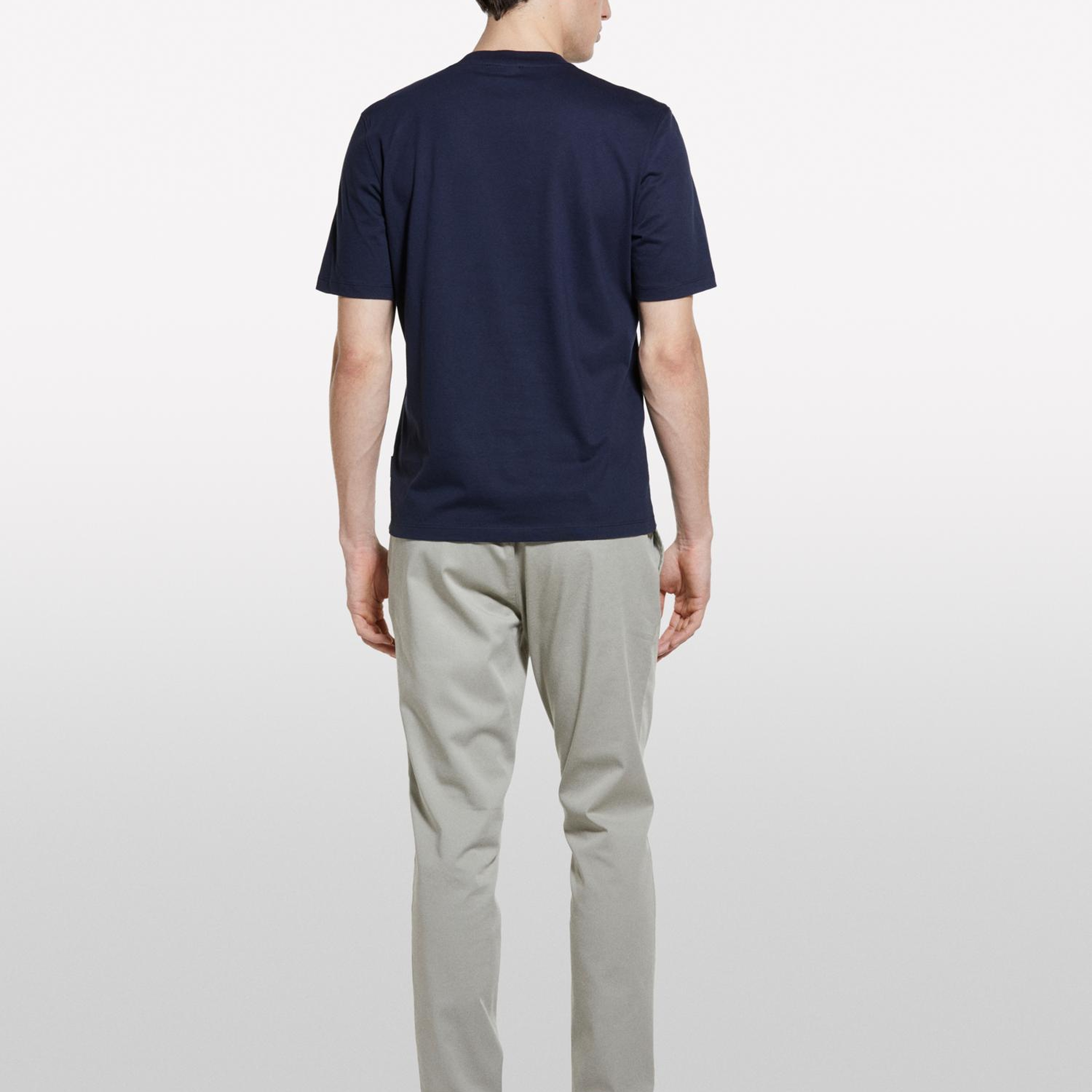 Erkek Koyu Lacivert %100 Pamuk Baskılı Bisiklet Yaka Regular Fit T-Shirt