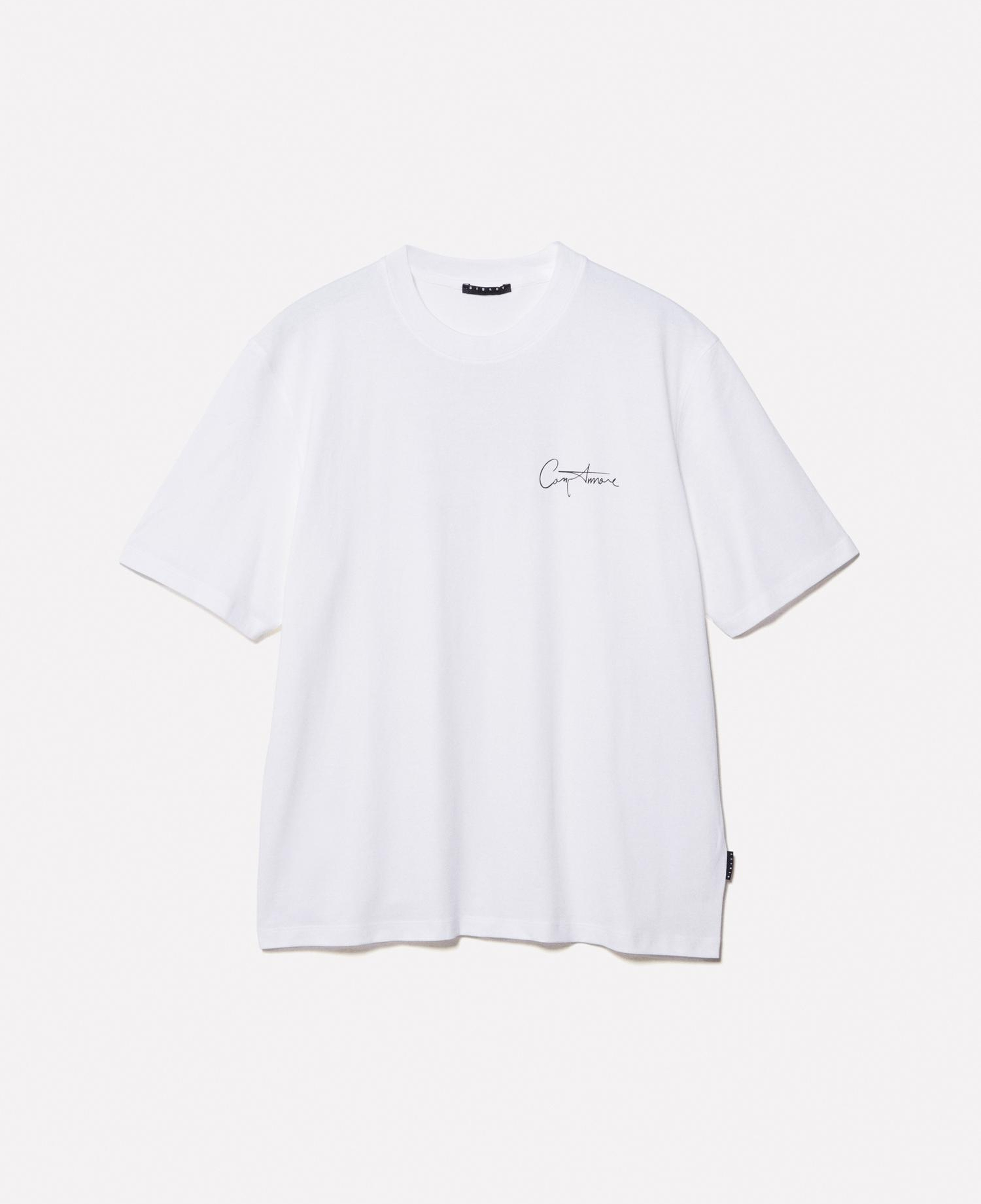 Erkek Beyaz %100 Pamuk Baskılı Bisiklet Yaka Regular Fit T-Shirt