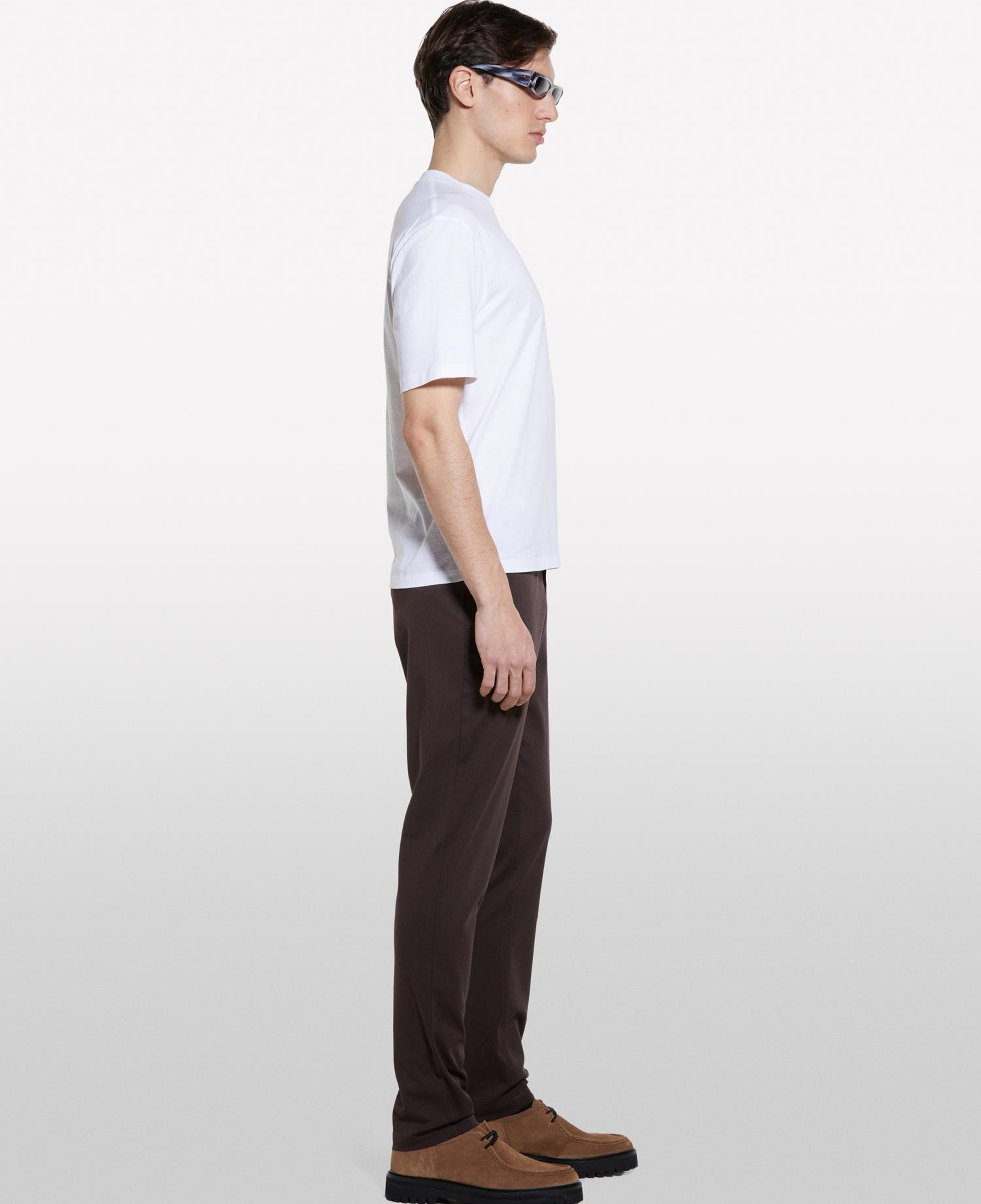 Erkek Beyaz %100 Pamuk Baskılı Bisiklet Yaka Regular Fit T-Shirt