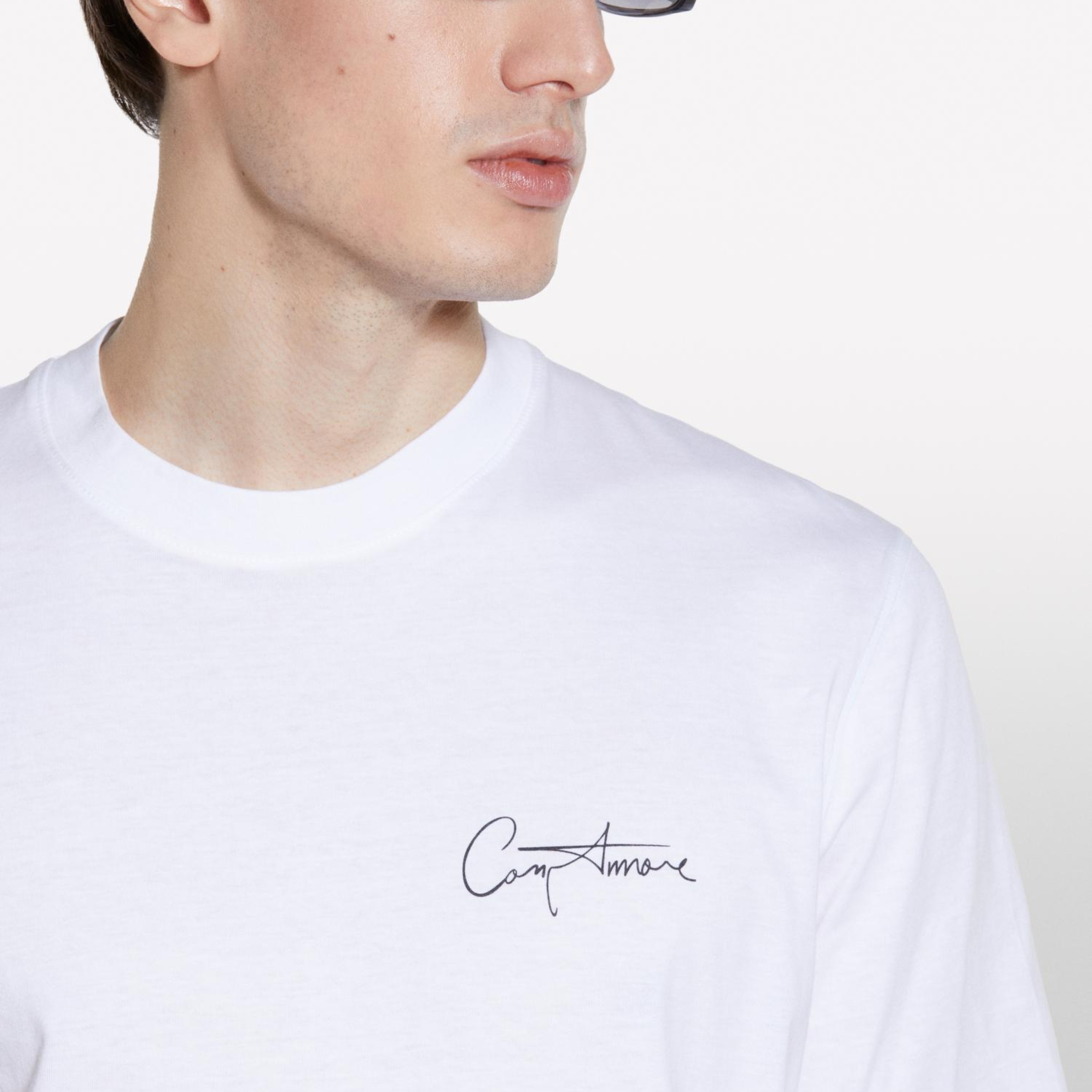 Erkek Beyaz %100 Pamuk Baskılı Bisiklet Yaka Regular Fit T-Shirt