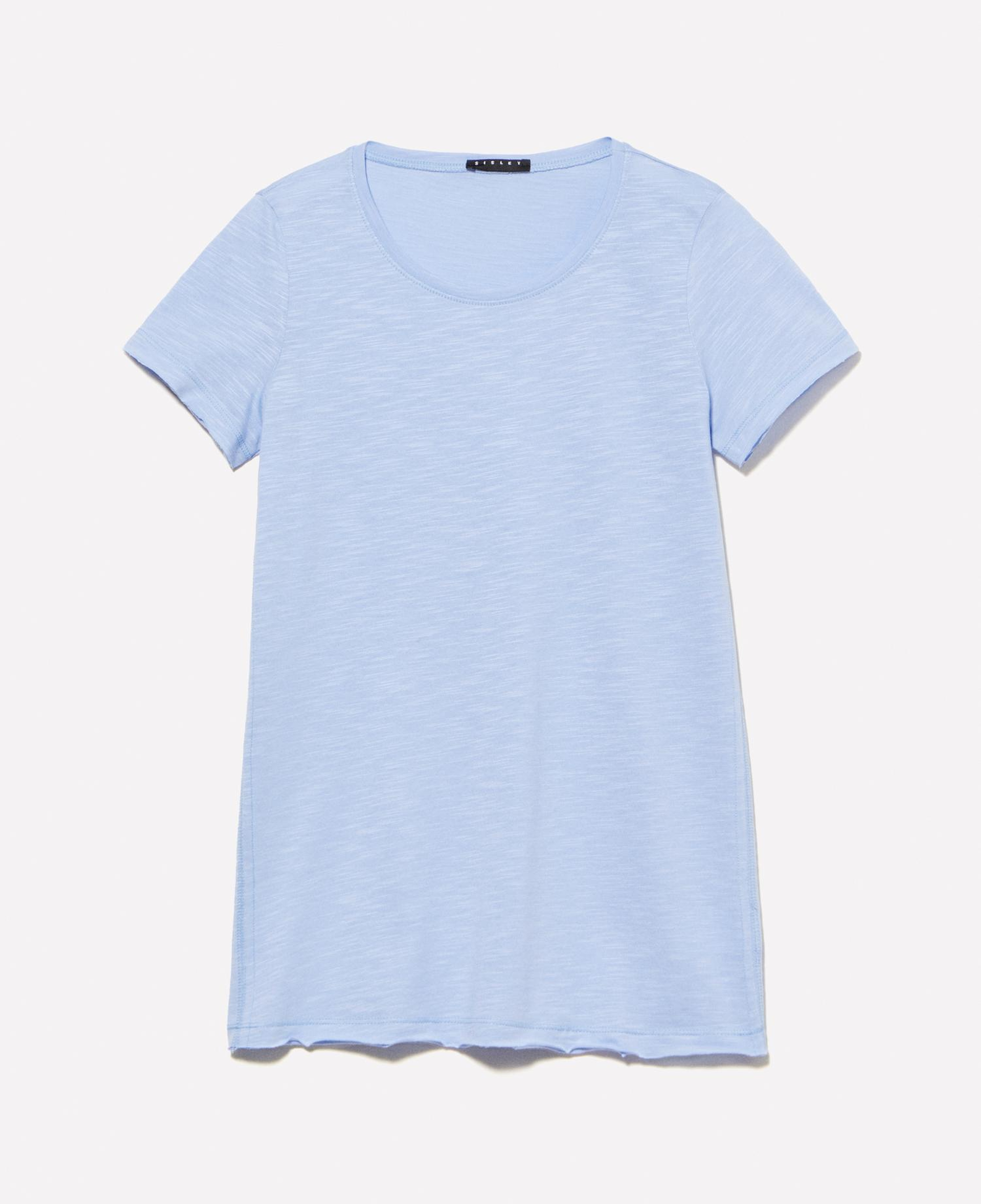 Kadın Açık Mavi Pamuk Modal Karışımlı Bisiklet Yaka T-Shirt