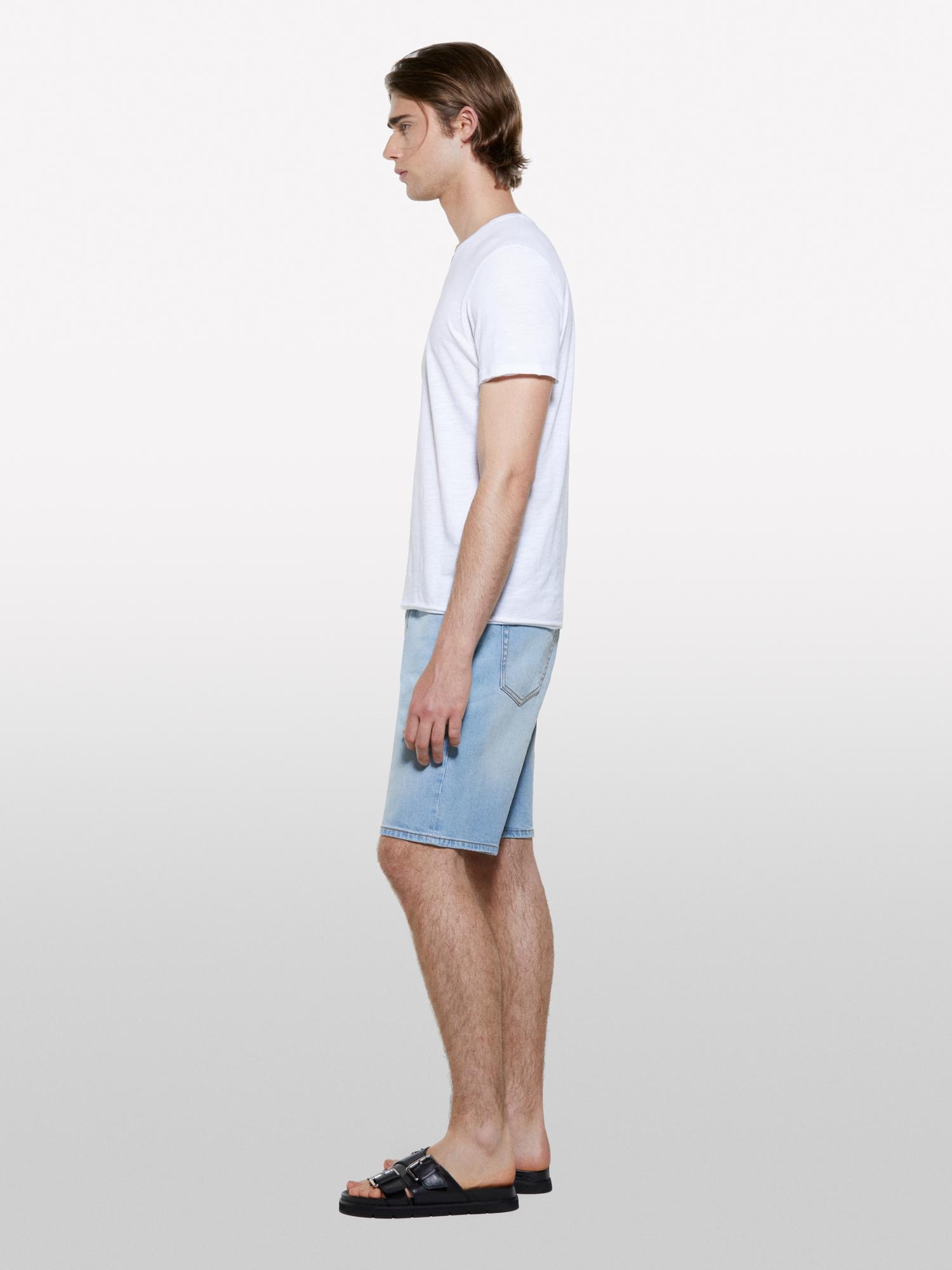 Erkek Beyaz %100 Pamuk V Yaka Slim Fit Slub T-Shirt