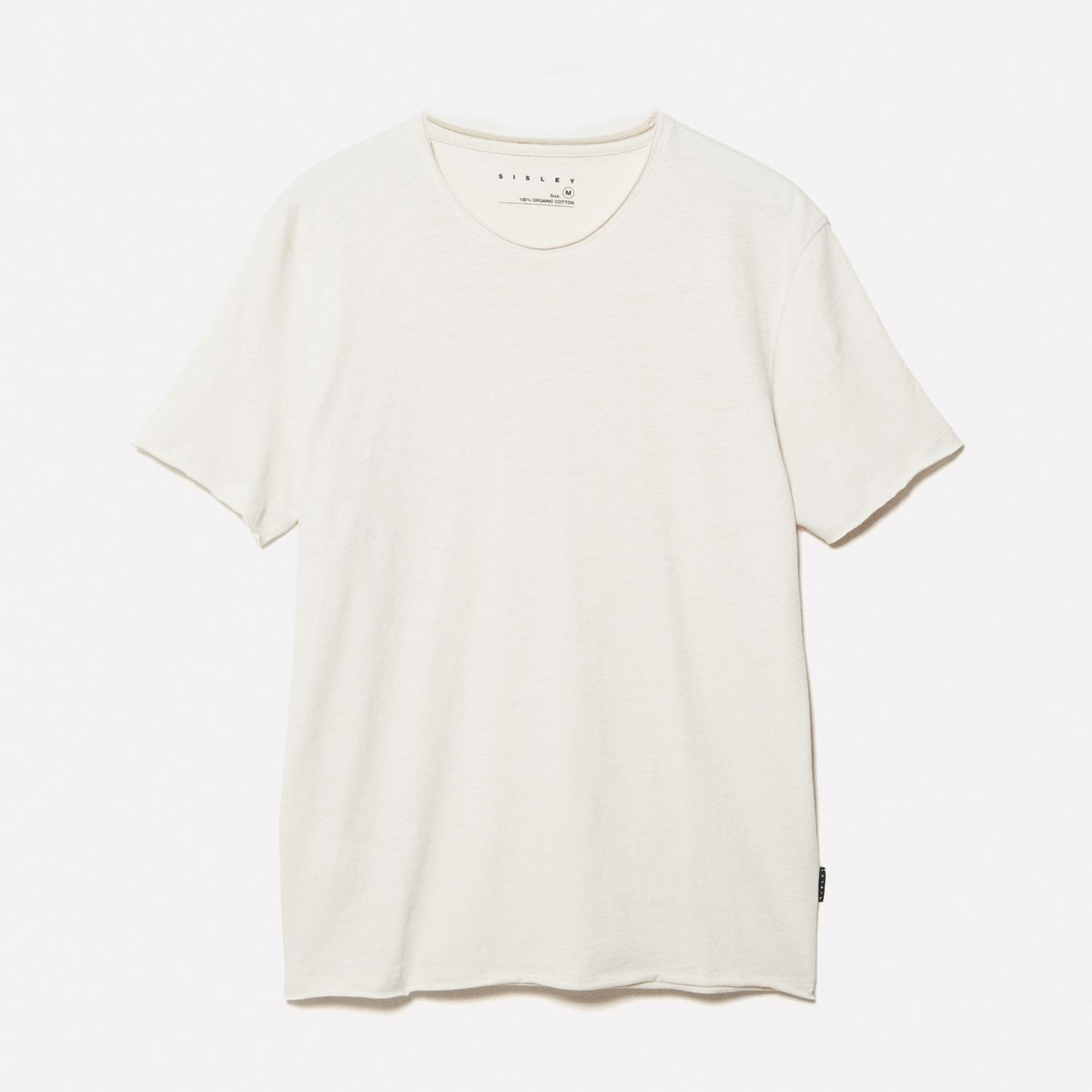 Erkek Açık Bej %100 Pamuk Bisiklet Yaka Slim Fit Slub T-Shirt