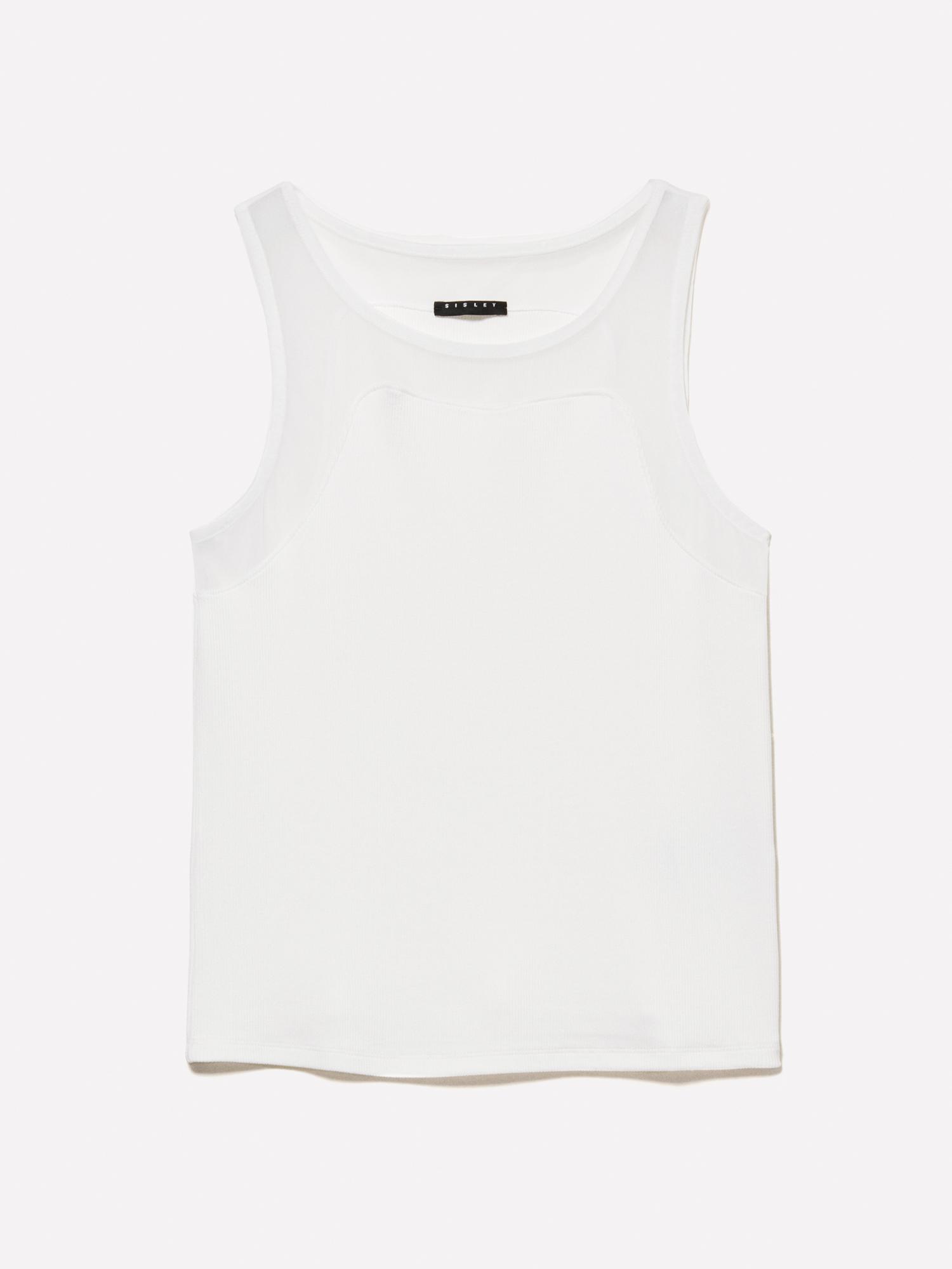 Kadın Kırık Beyaz Viskoz Karışımlı Nervürlü Jarse Slim Fit Atlet