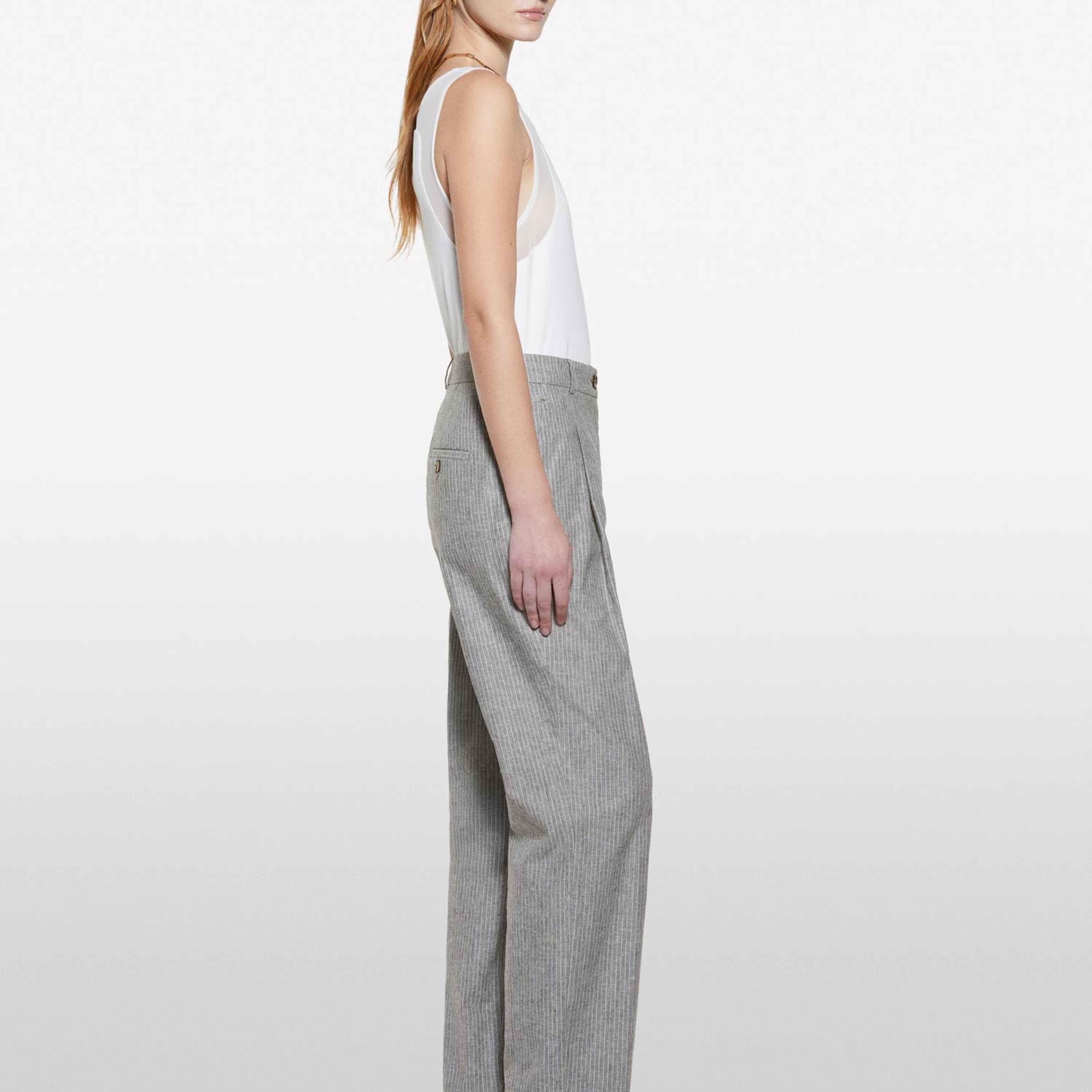 Kadın Kırık Beyaz Viskoz Karışımlı Nervürlü Jarse Slim Fit Atlet