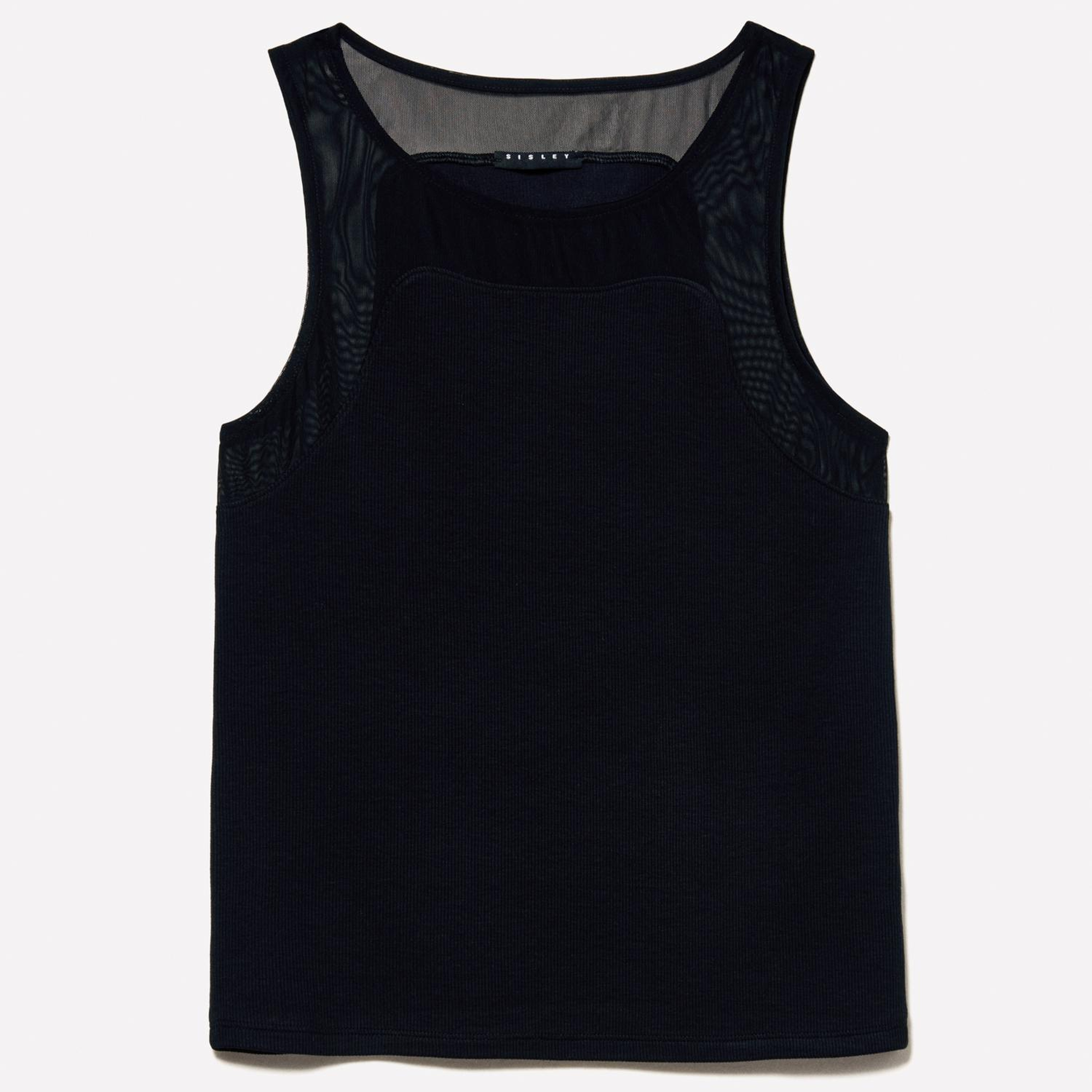 Kadın Siyah Viskoz Karışımlı Nervürlü Jarse Slim Fit Atlet