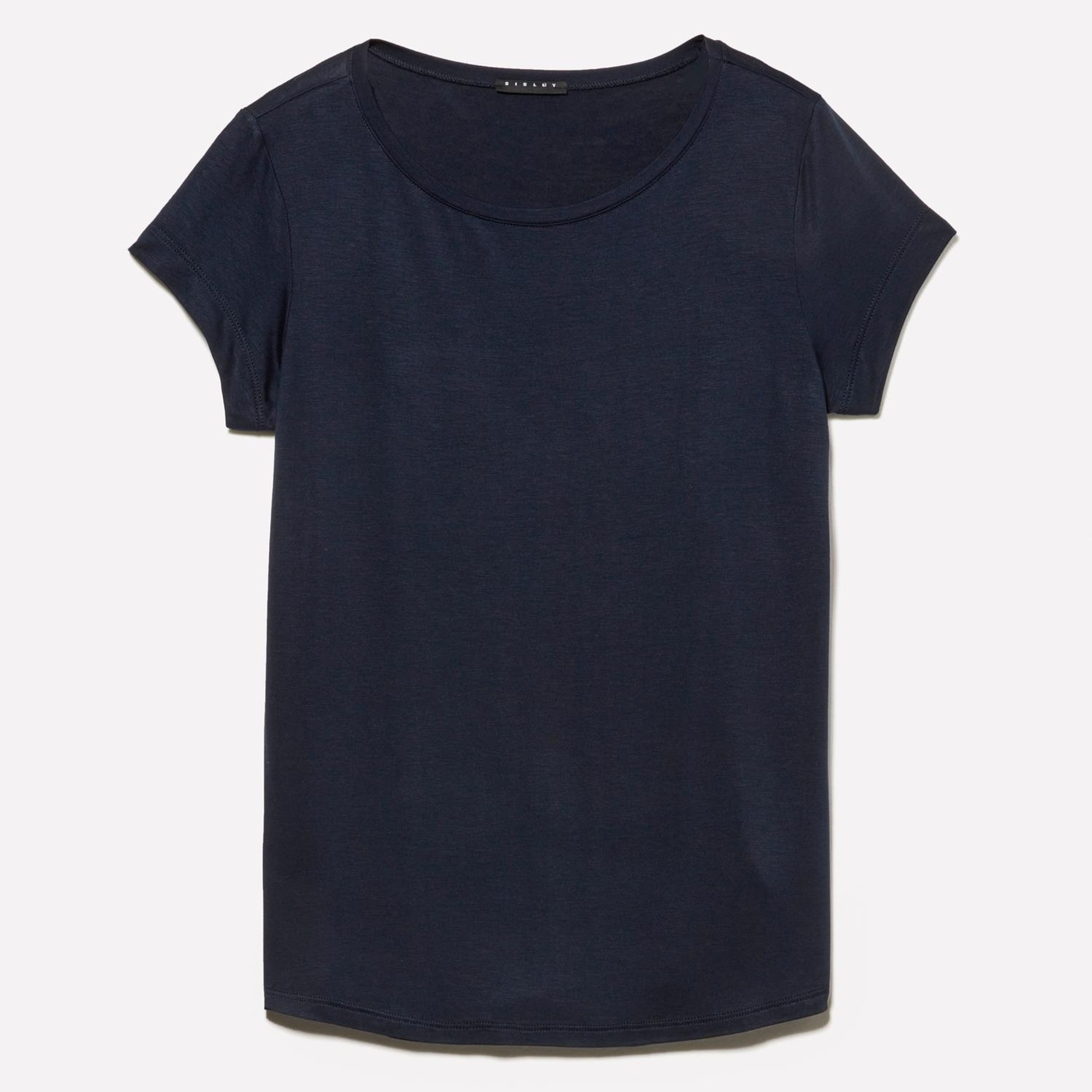 Kadın Koyu Lacivert Viskoz Karışımlı Bisiklet Yaka Regular Fit T-Shirt