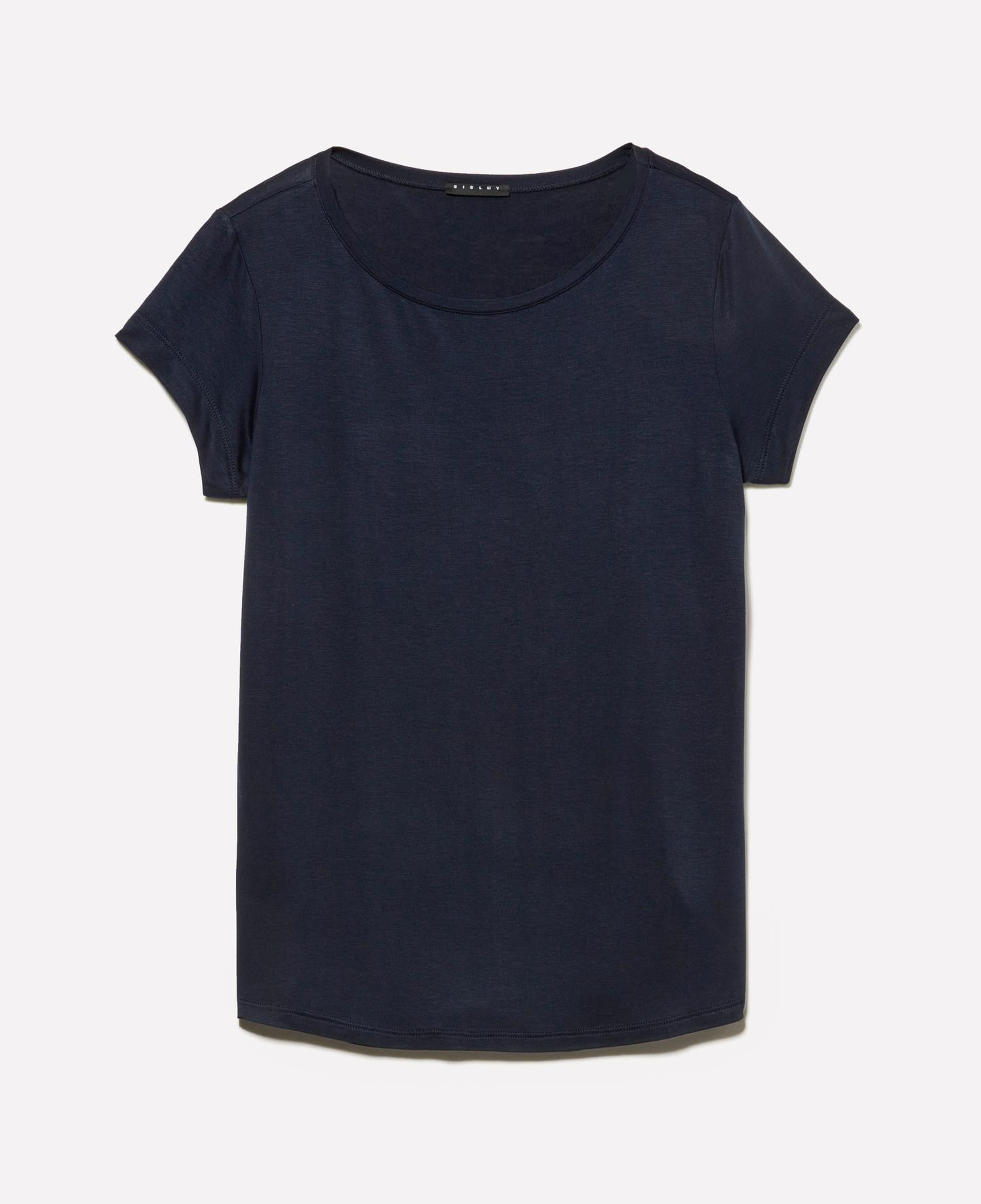 Kadın Koyu Lacivert Viskoz Karışımlı Bisiklet Yaka Regular Fit T-Shirt