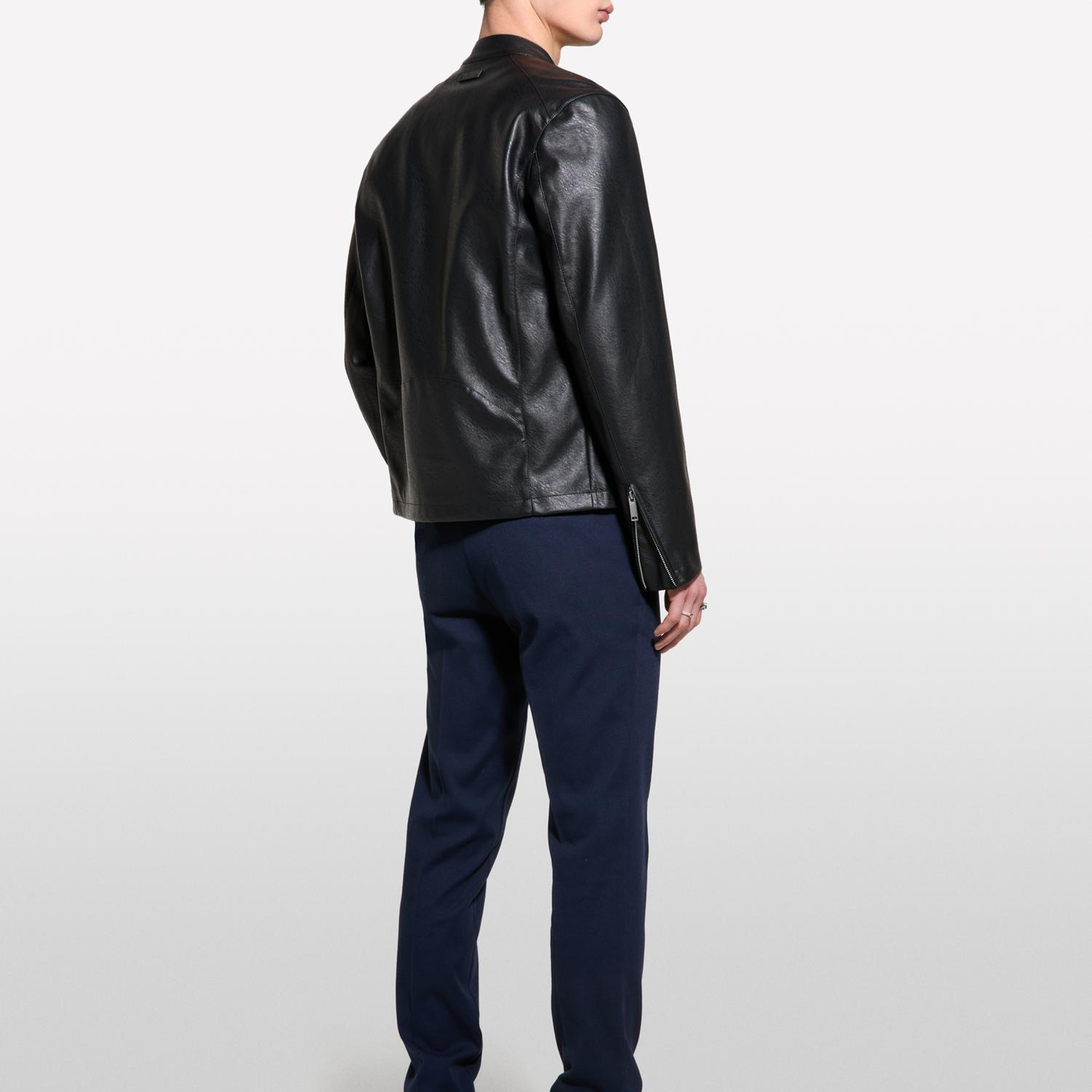 Erkek Koyu Lacivert Streç Pamuklu Logolu Slim Fit Chino Pantolon