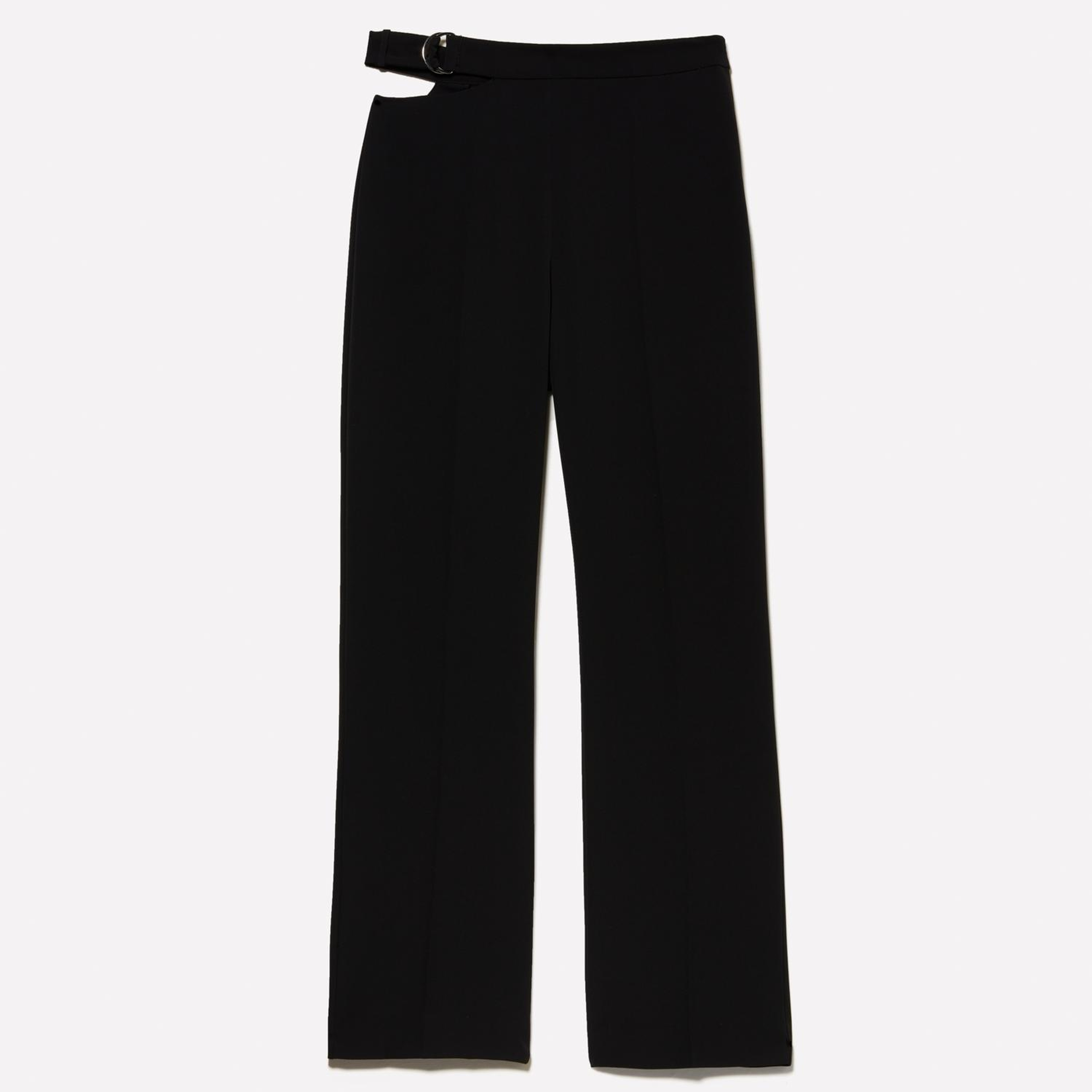 Kadın Siyah Beli Zincir Detaylı Dökümlü Pantolon