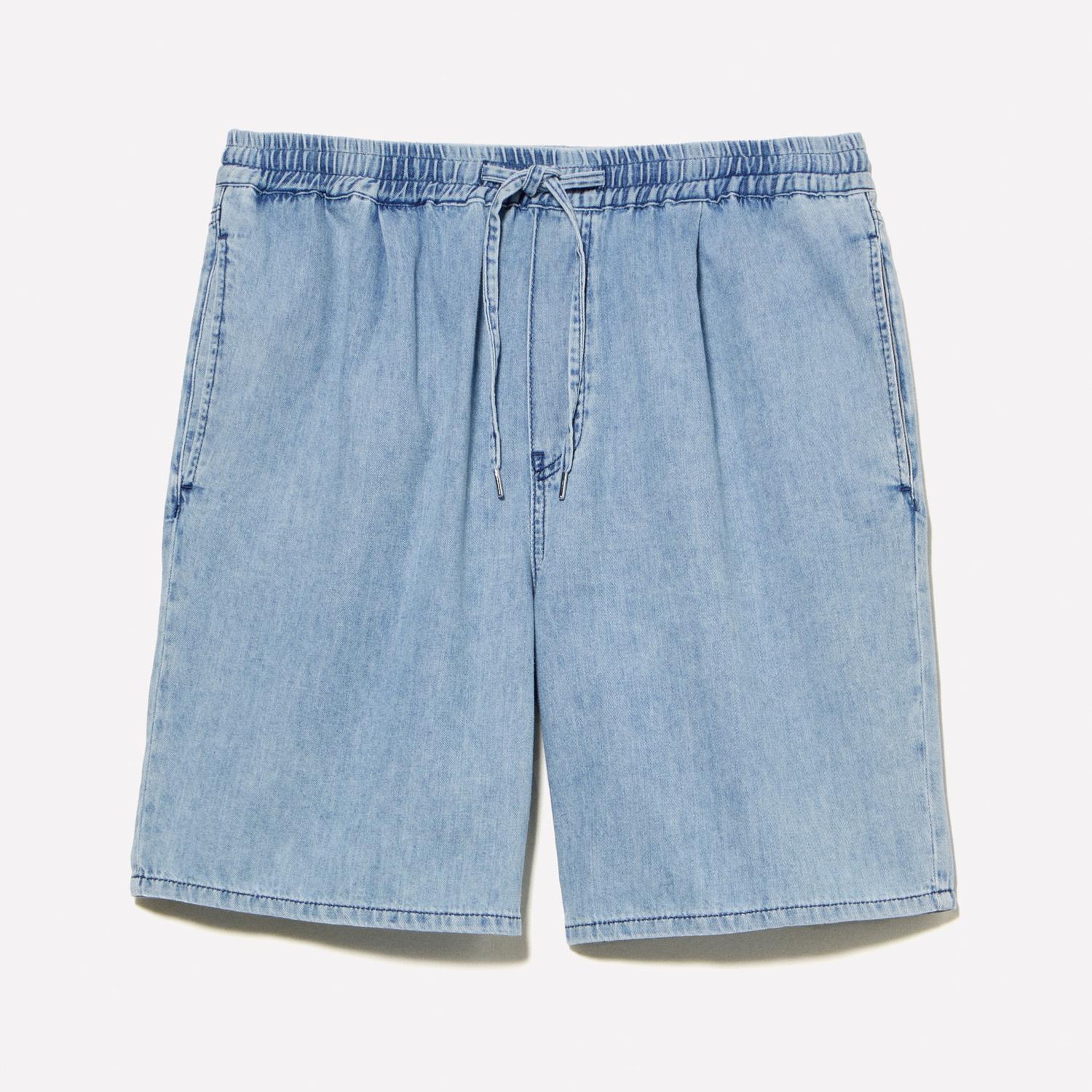Erkek Açık Denim %100 Pamuk Büzgü İpli Normal Bel Denim Şort