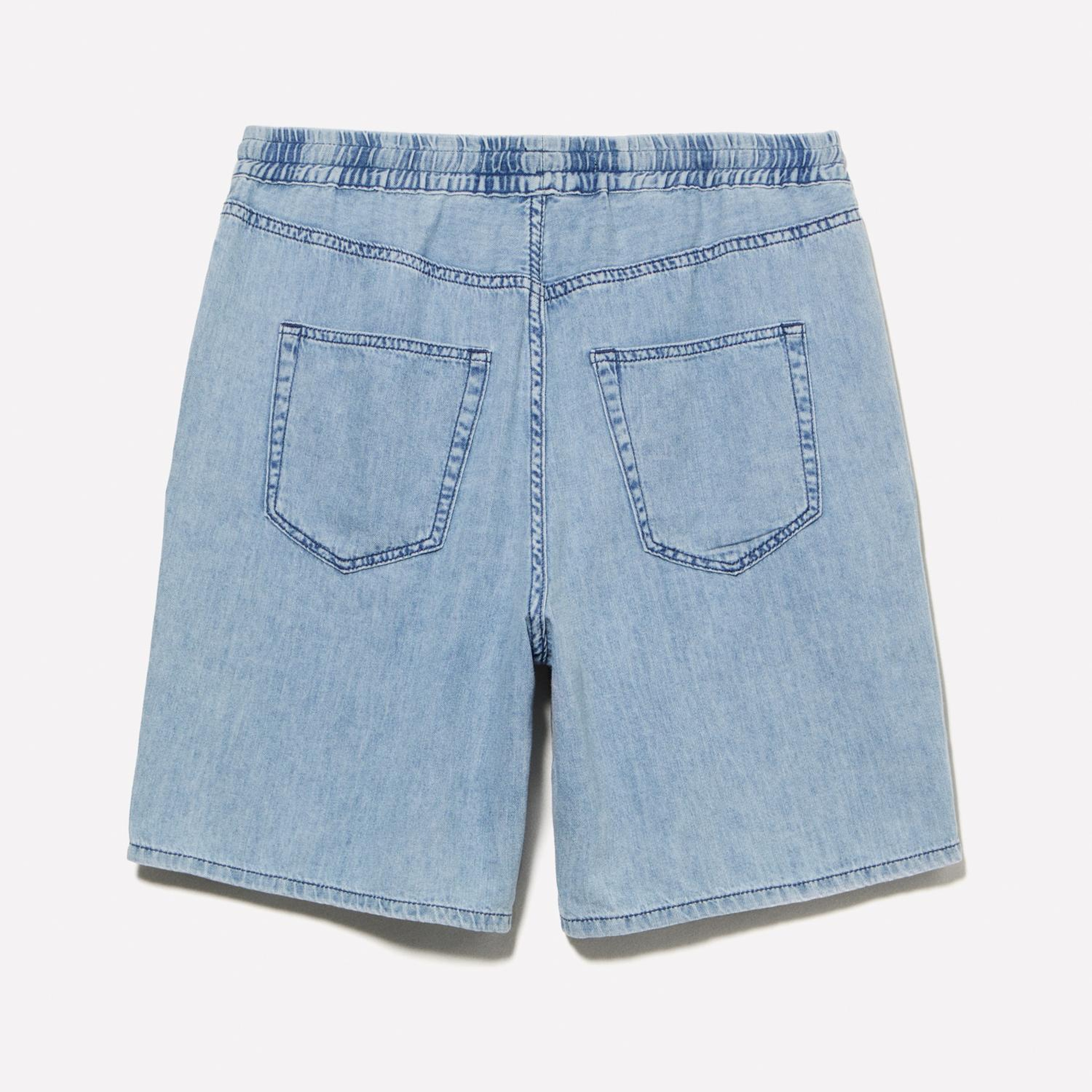 Erkek Açık Denim %100 Pamuk Büzgü İpli Normal Bel Denim Şort