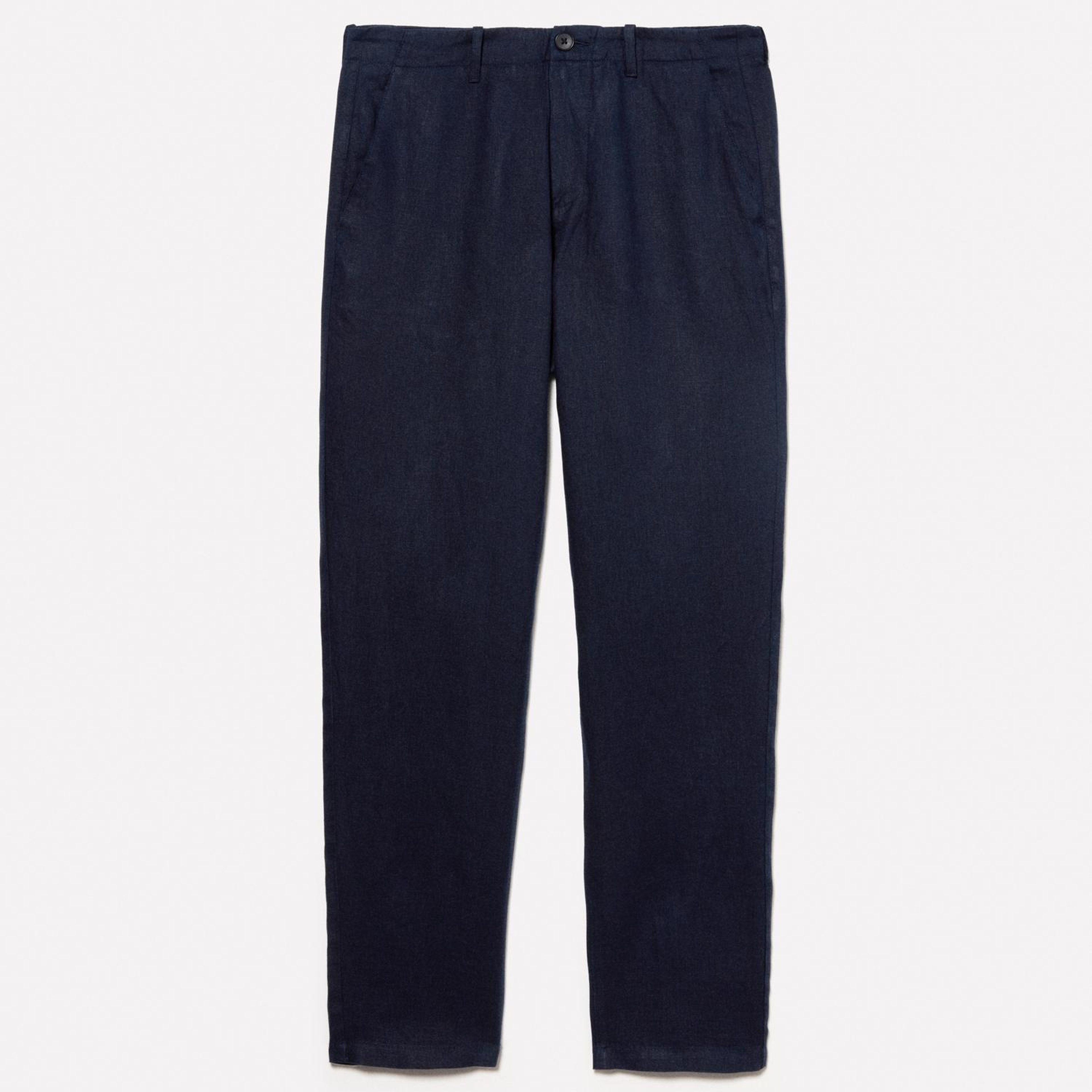 Erkek Koyu Lacivert %100 Keten Slim Comfort Fit Pantolon