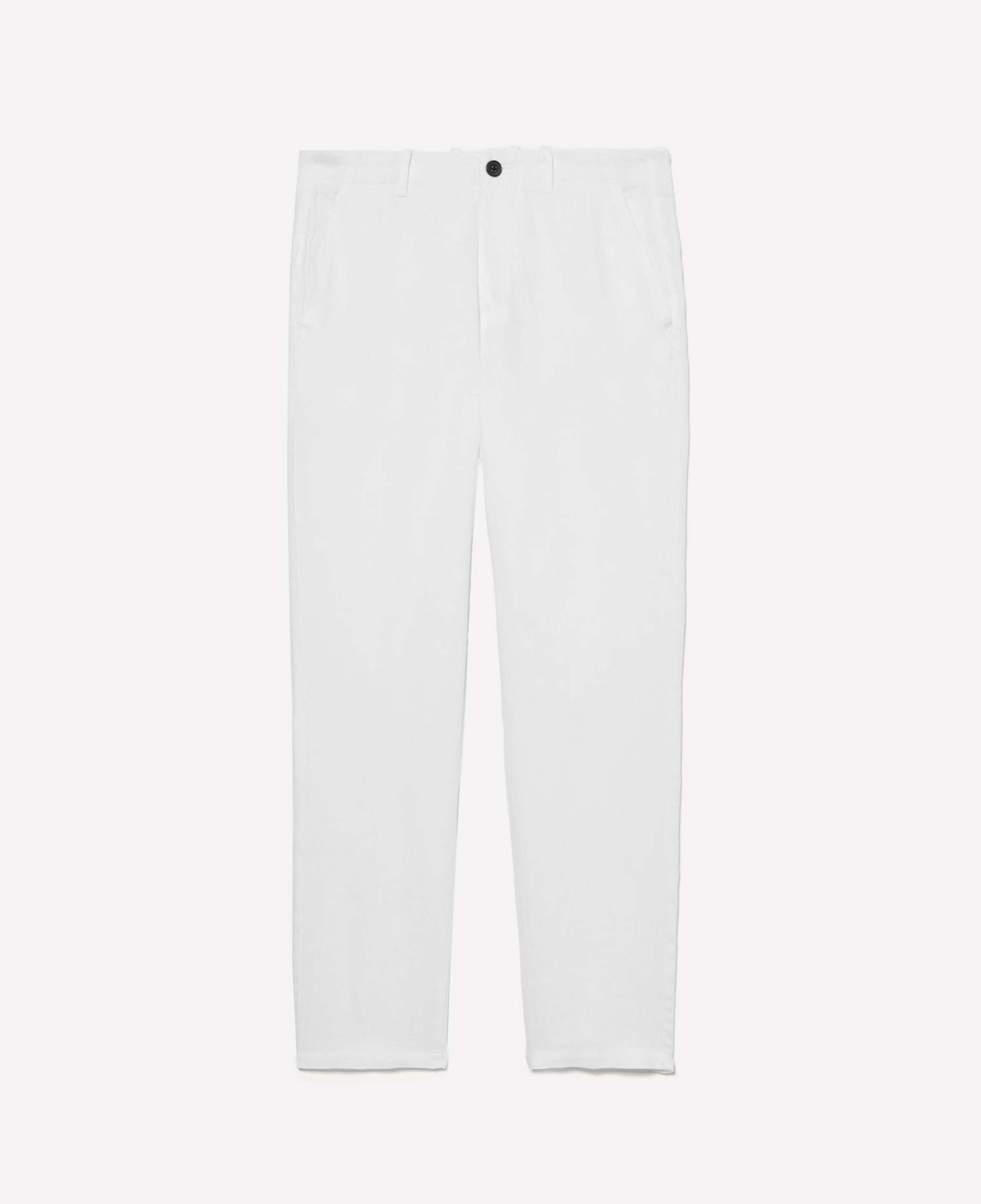 Erkek Kırık Beyaz %100 Keten Slim Comfort Fit Pantolon