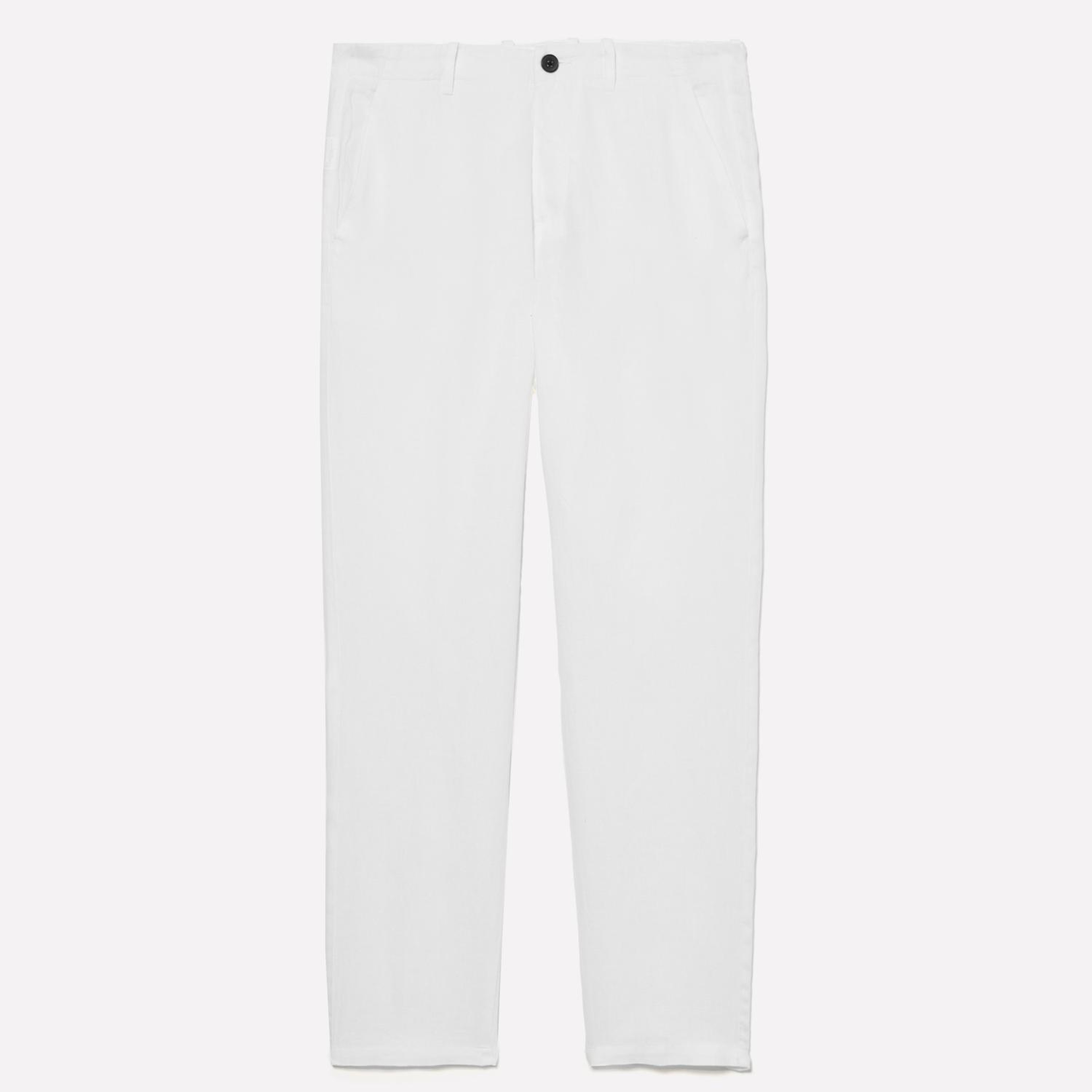 Erkek Kırık Beyaz %100 Keten Slim Comfort Fit Pantolon
