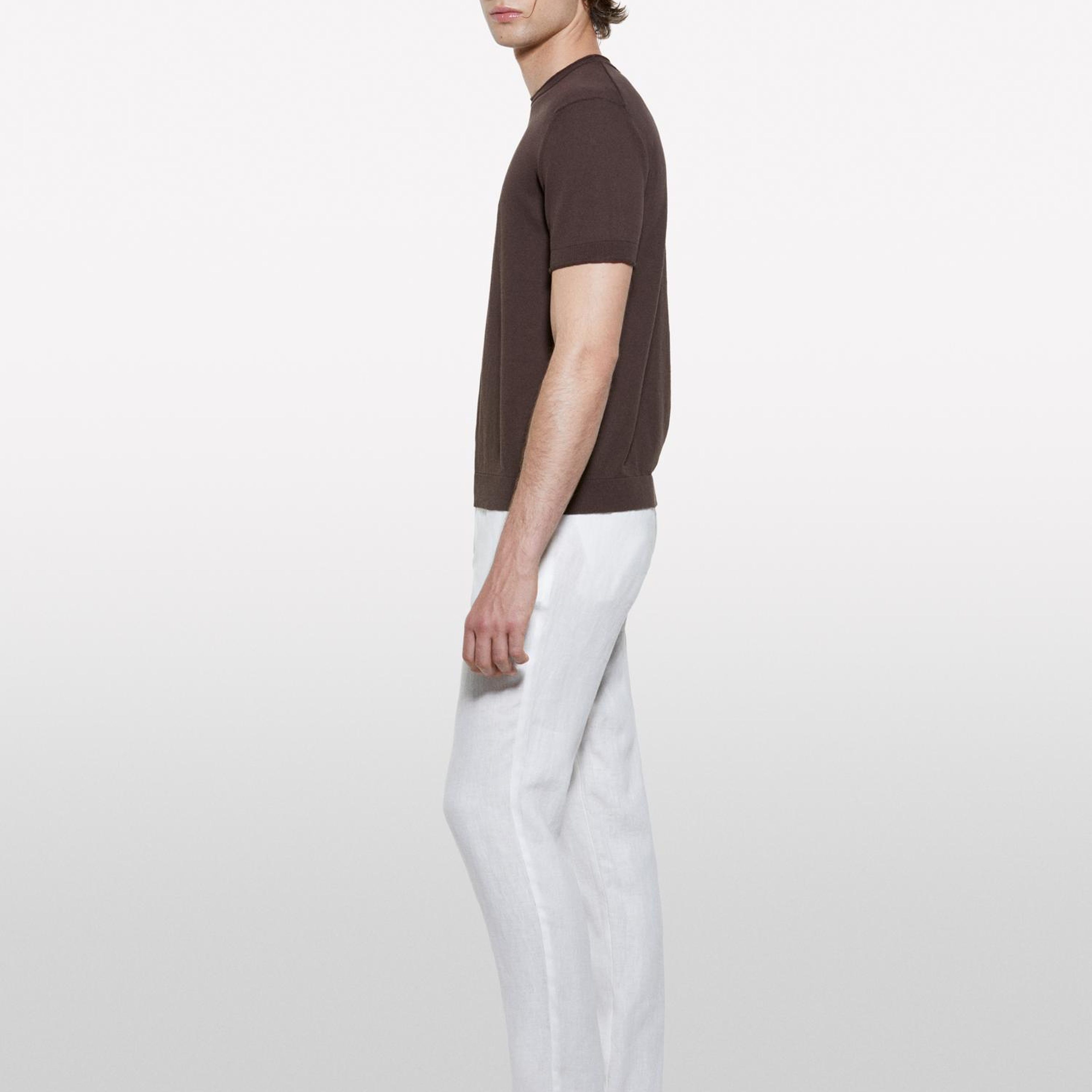 Erkek Kırık Beyaz %100 Keten Slim Comfort Fit Pantolon