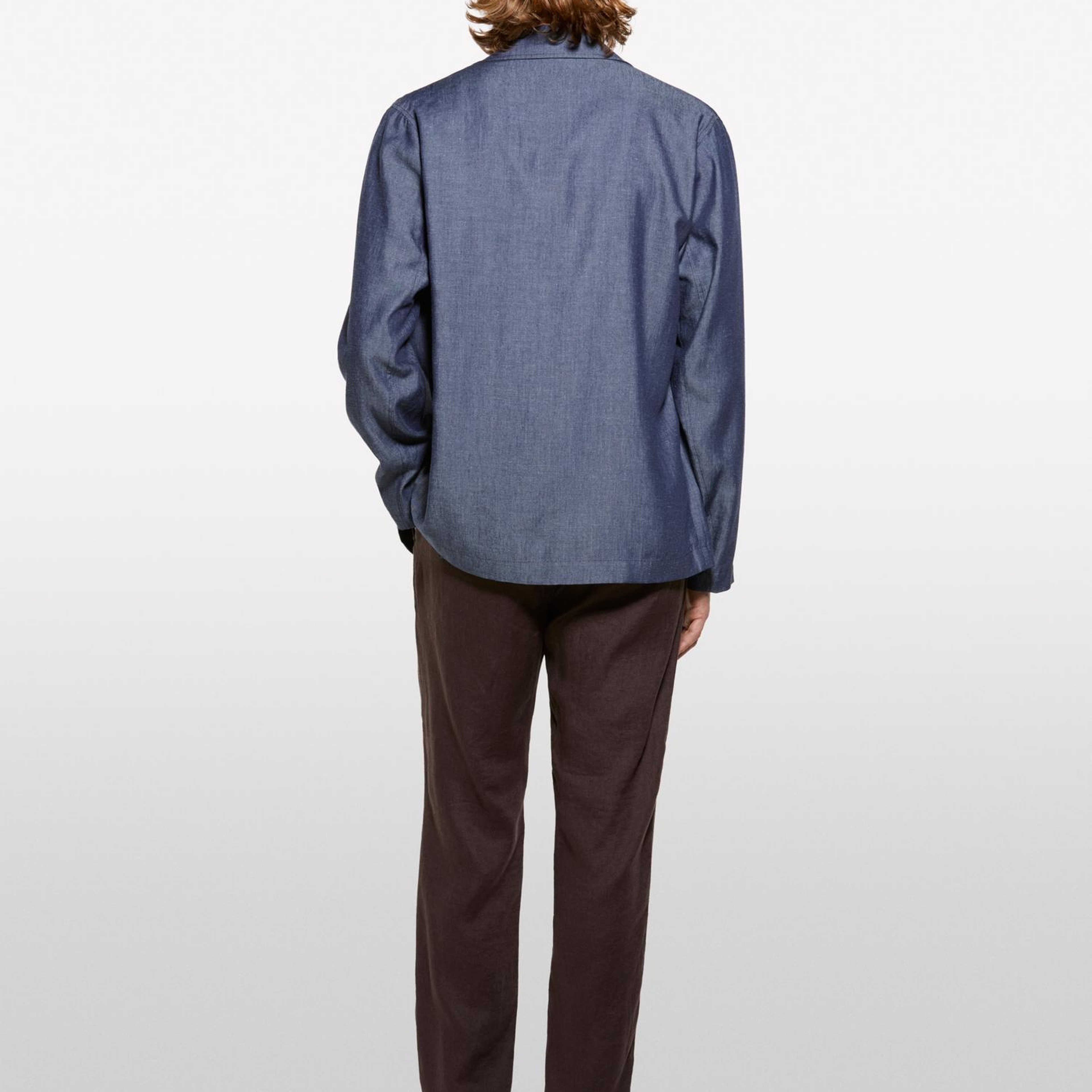 Erkek Koyu kahverengi %100 Keten Slim Comfort Fit Pantolon