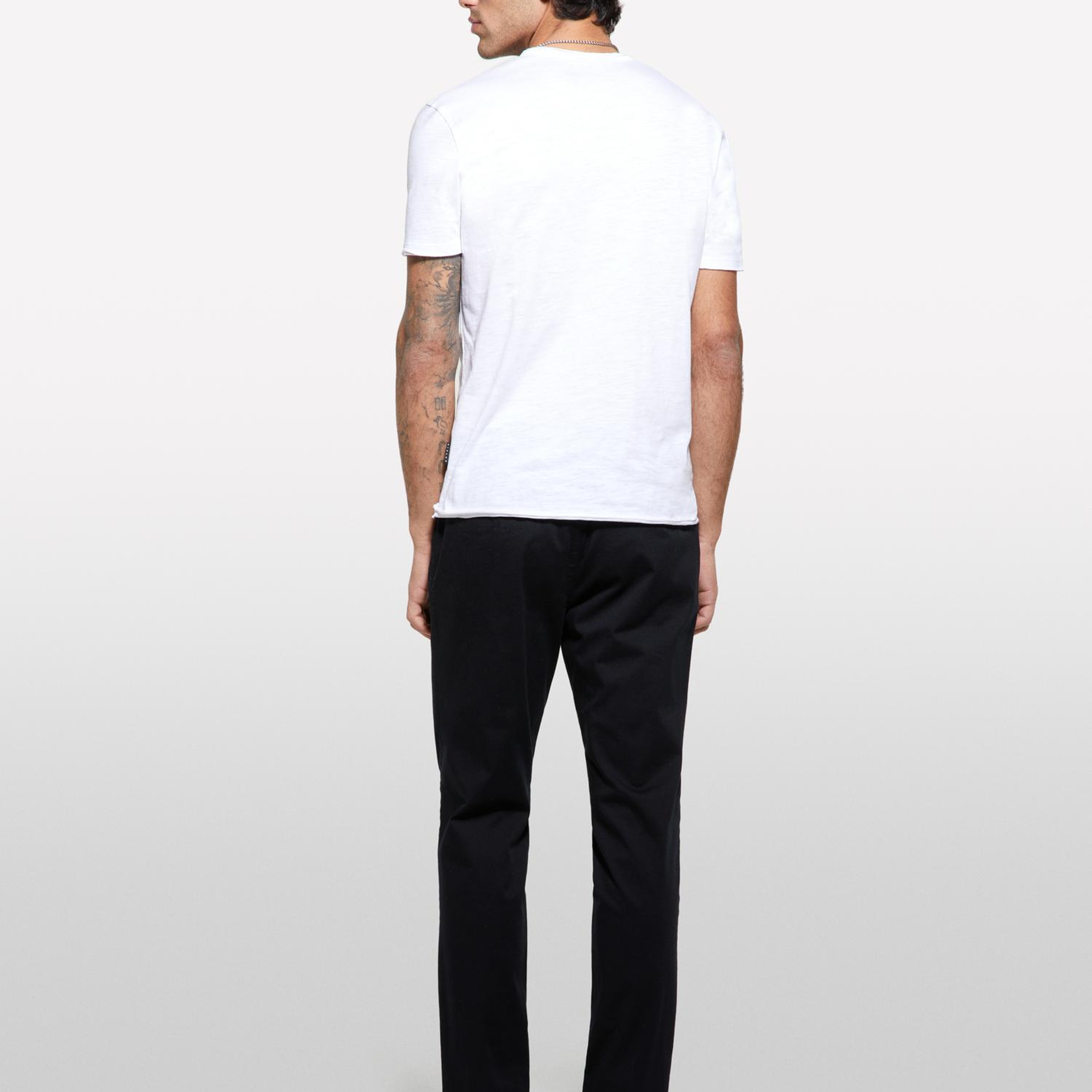 Erkek Siyah Pamuk Karışımlı Dar Kesim Chino Pantolon