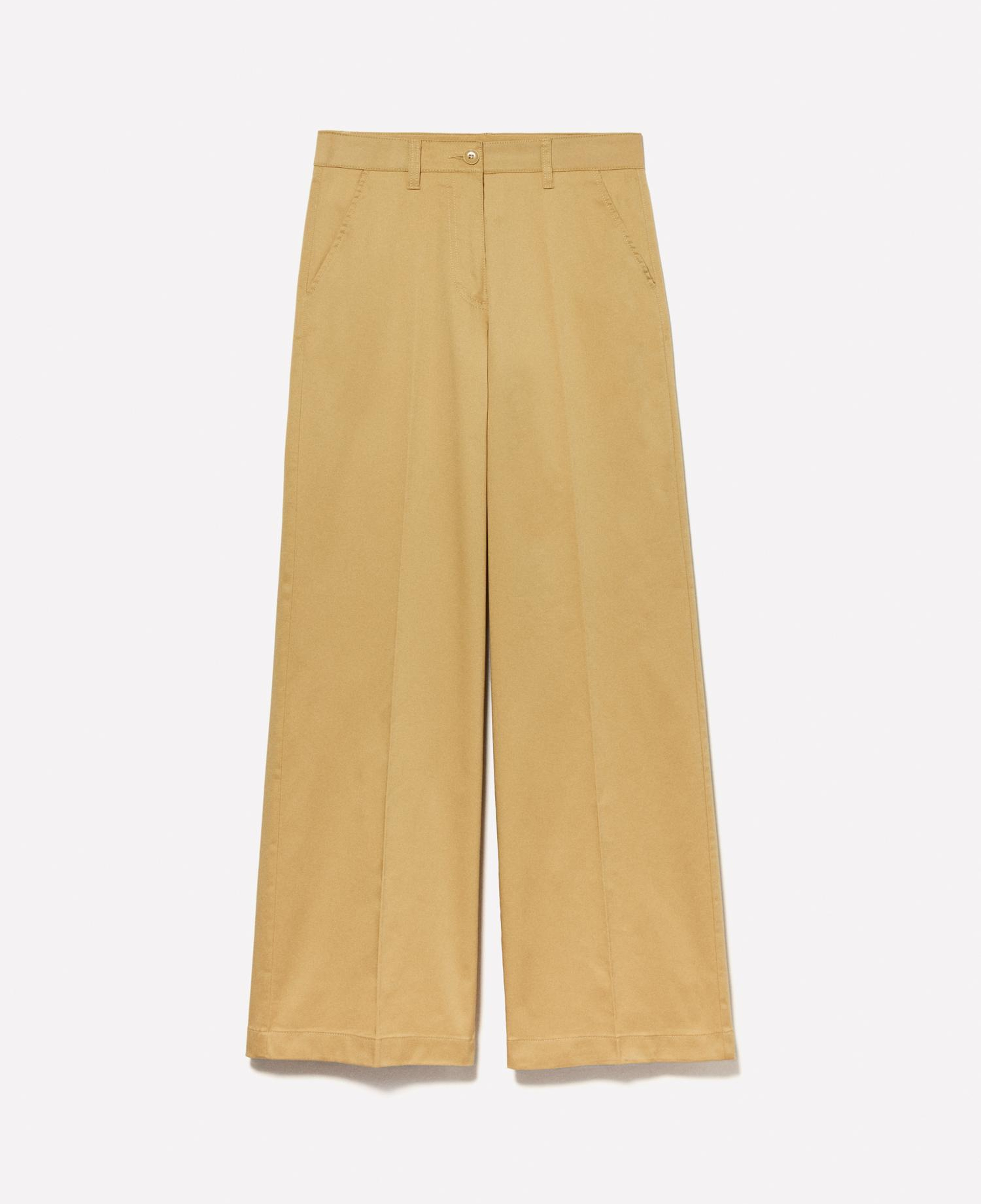 Kadın Kese Kağıdı Streç Pamuklu Normal Bel Wide Leg Pantolon