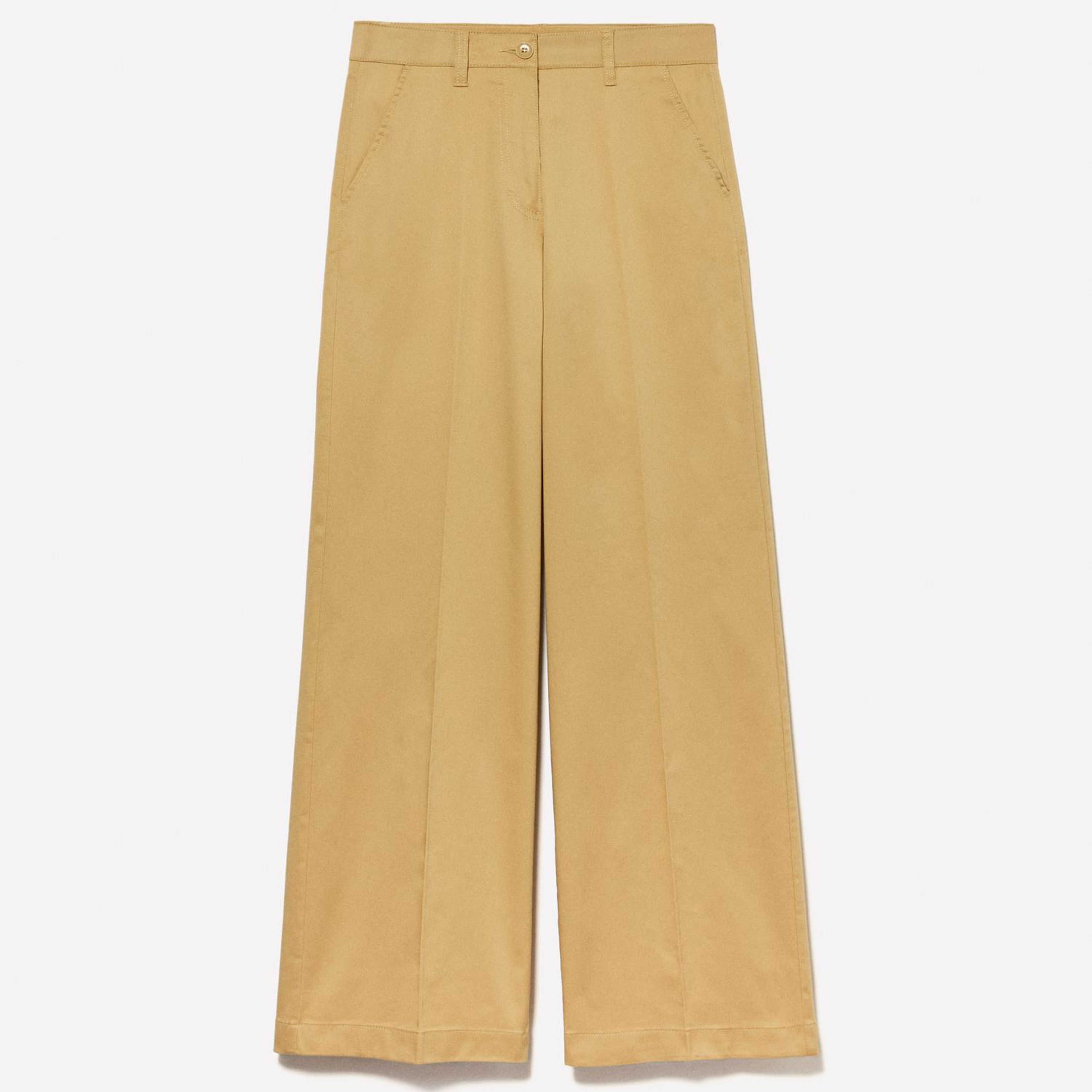 Kadın Kese Kağıdı Streç Pamuklu Normal Bel Wide Leg Pantolon