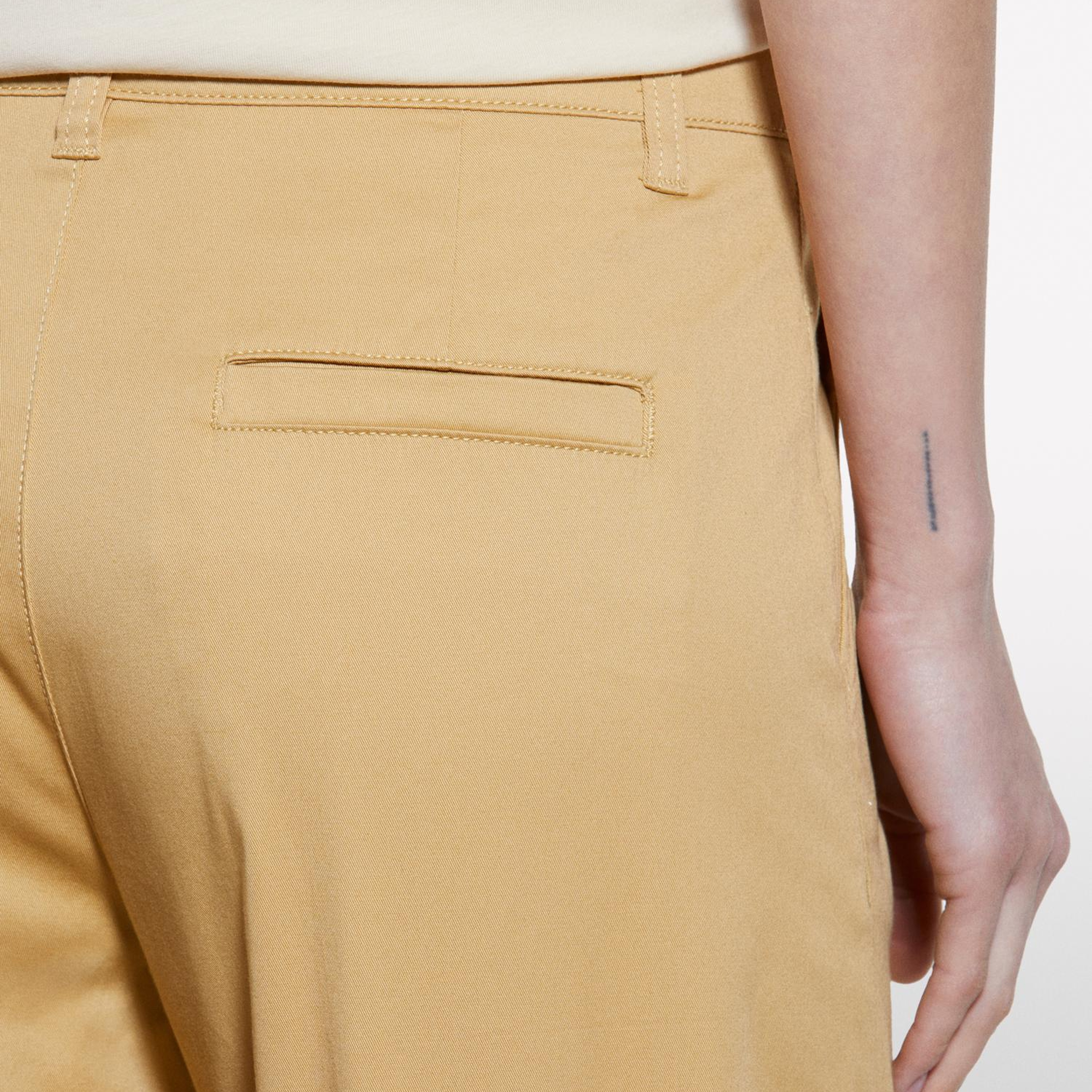 Kadın Kese Kağıdı Streç Pamuklu Normal Bel Wide Leg Pantolon