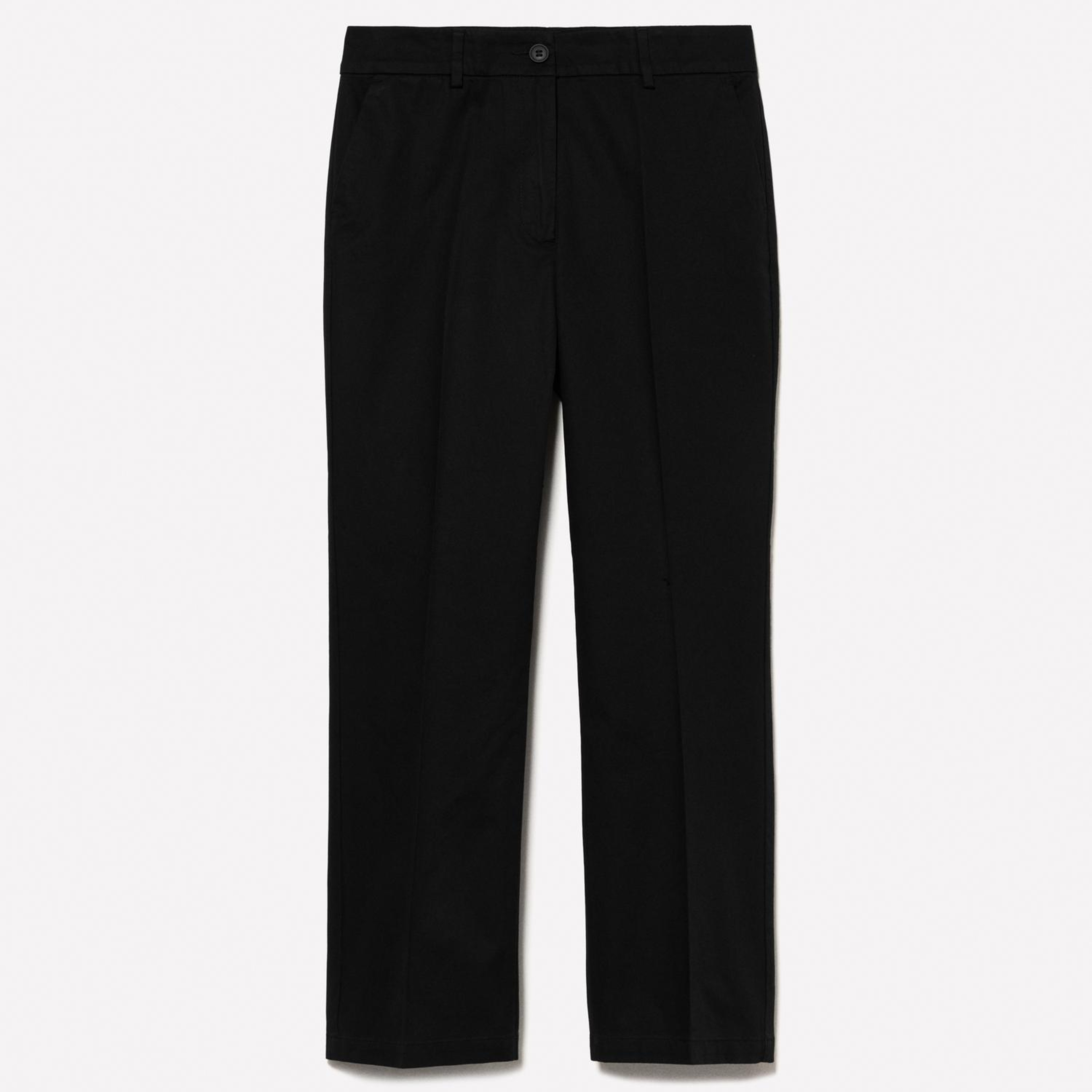 Kadın Siyah Streç Pamuklu Normal Bel Straight Fit Pantolon