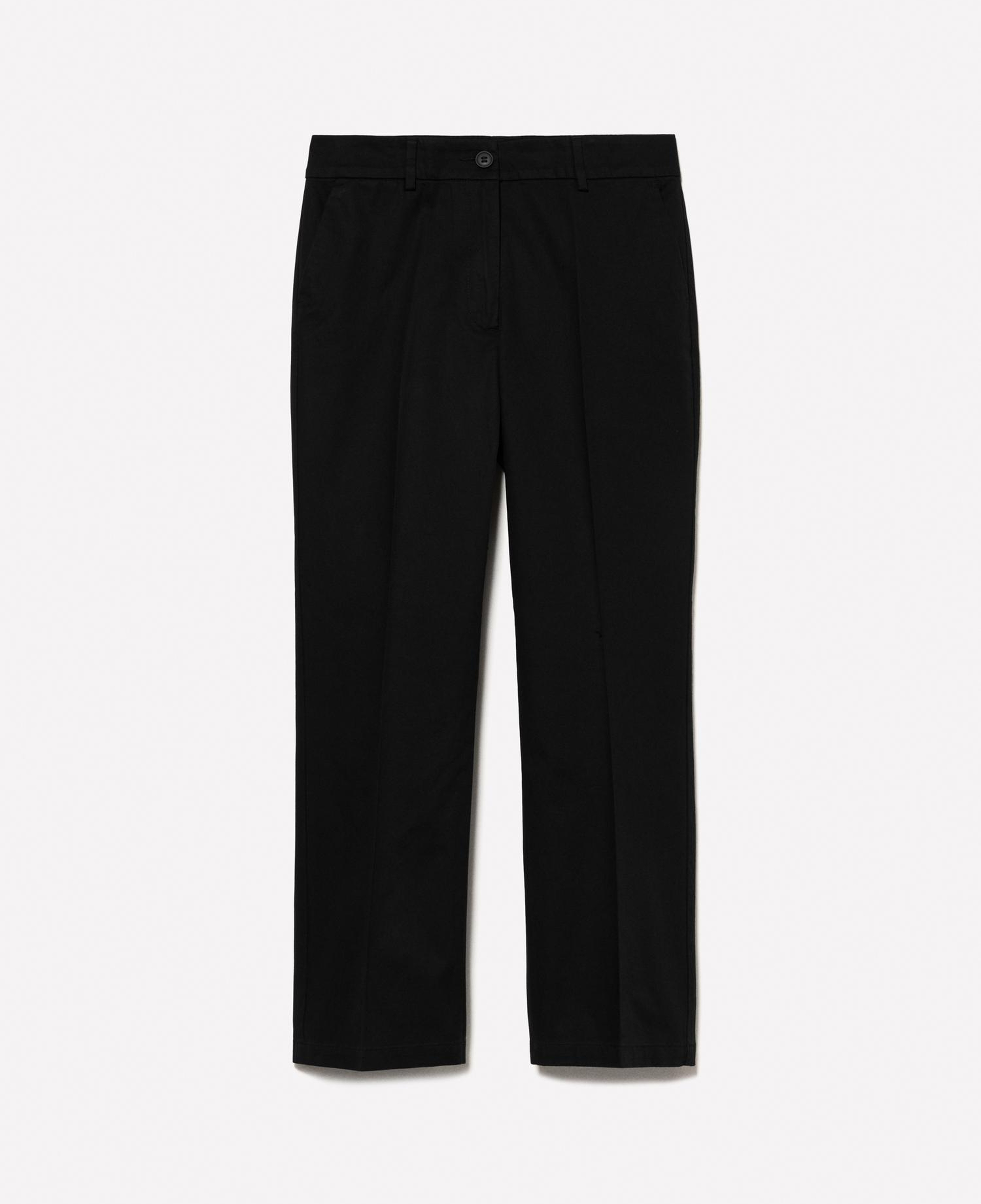 Kadın Siyah Streç Pamuklu Normal Bel Straight Fit Pantolon