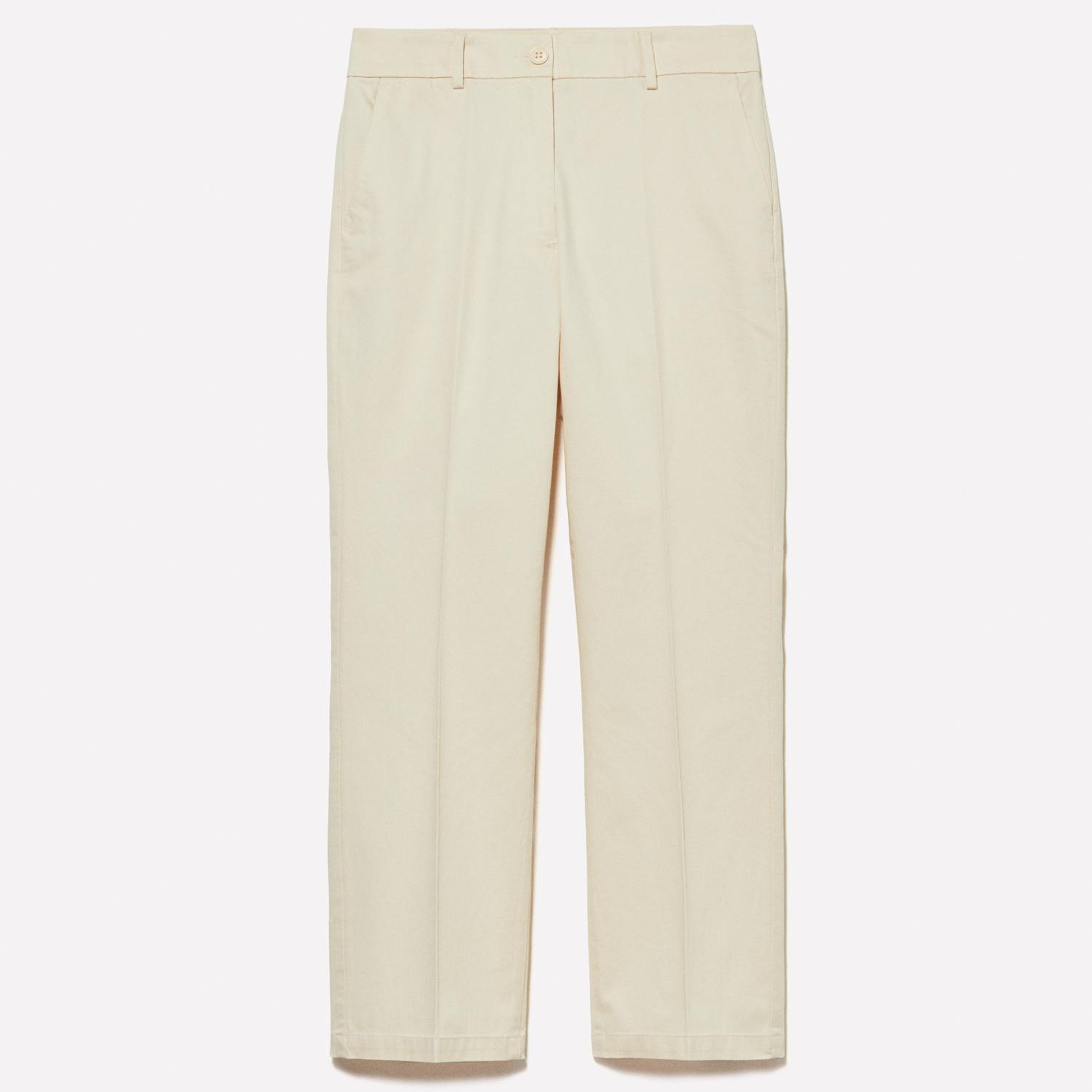 Kadın Şampanya Streç Pamuklu Normal Bel Straight Fit Pantolon
