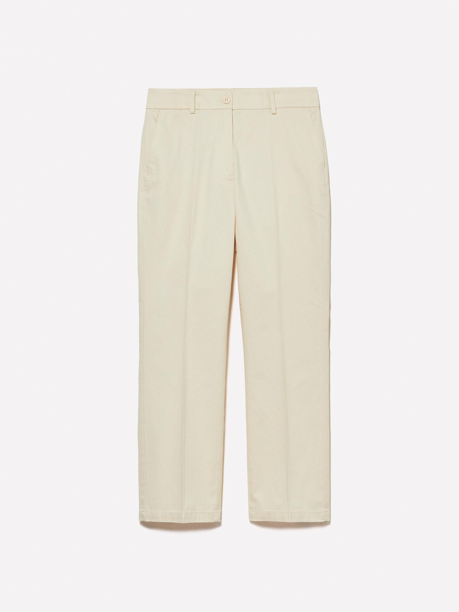 Kadın Şampanya Streç Pamuklu Normal Bel Straight Fit Pantolon