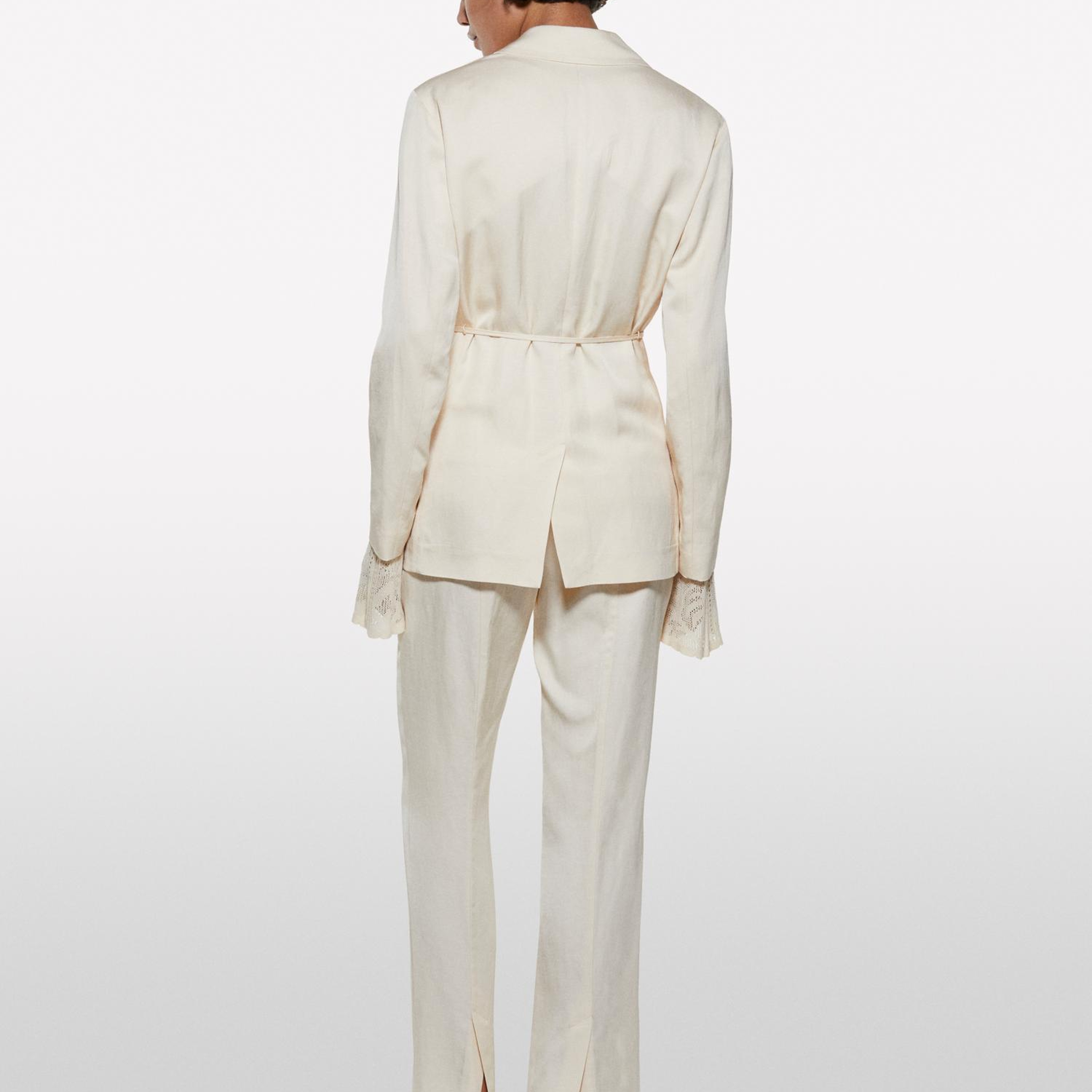 Kadın Şampanya Keten Karışımlı Normal Bel Straight Fit Pantolon