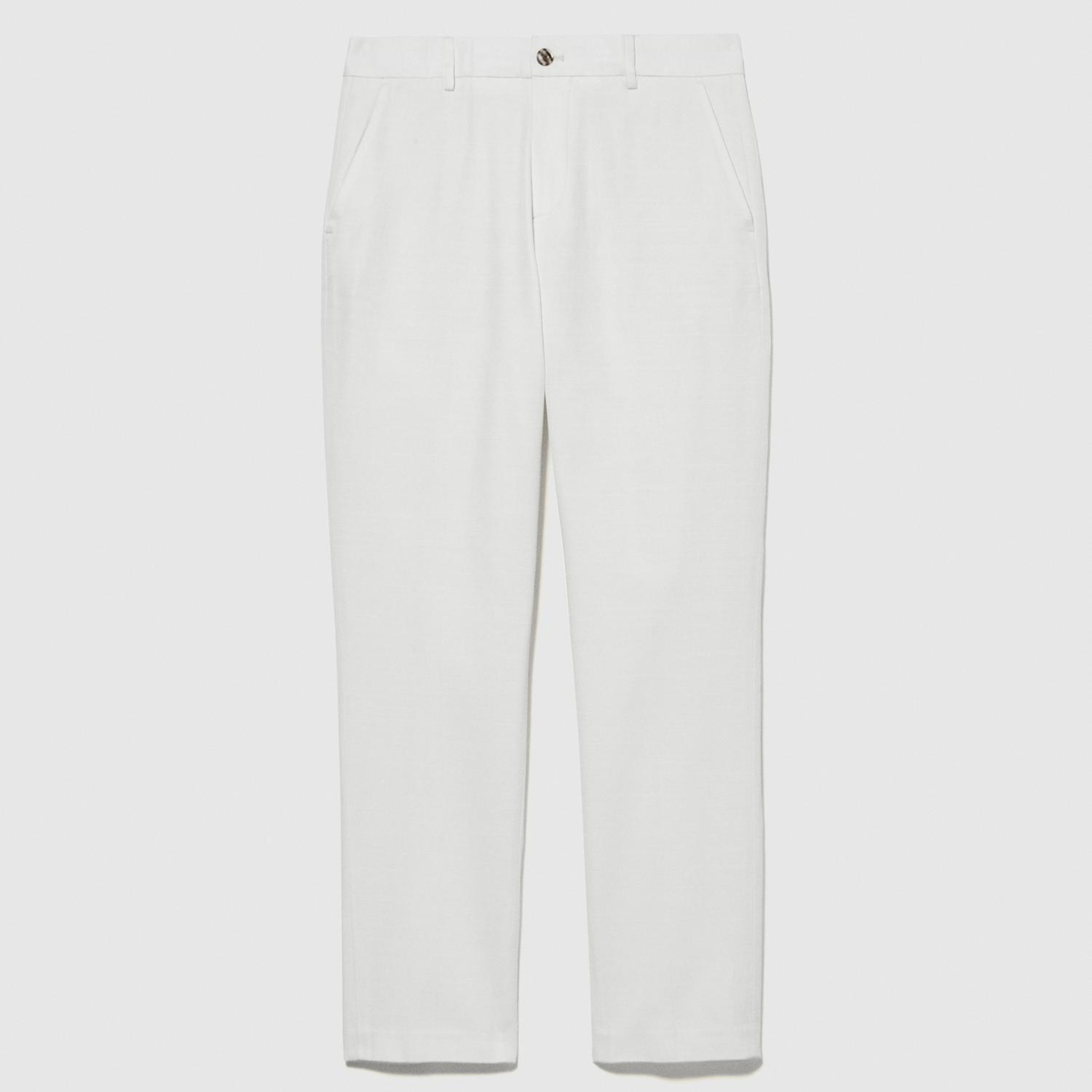 Erkek Açık Krem %100 Pamuk Slim Comfort Fit Chino Pantolon