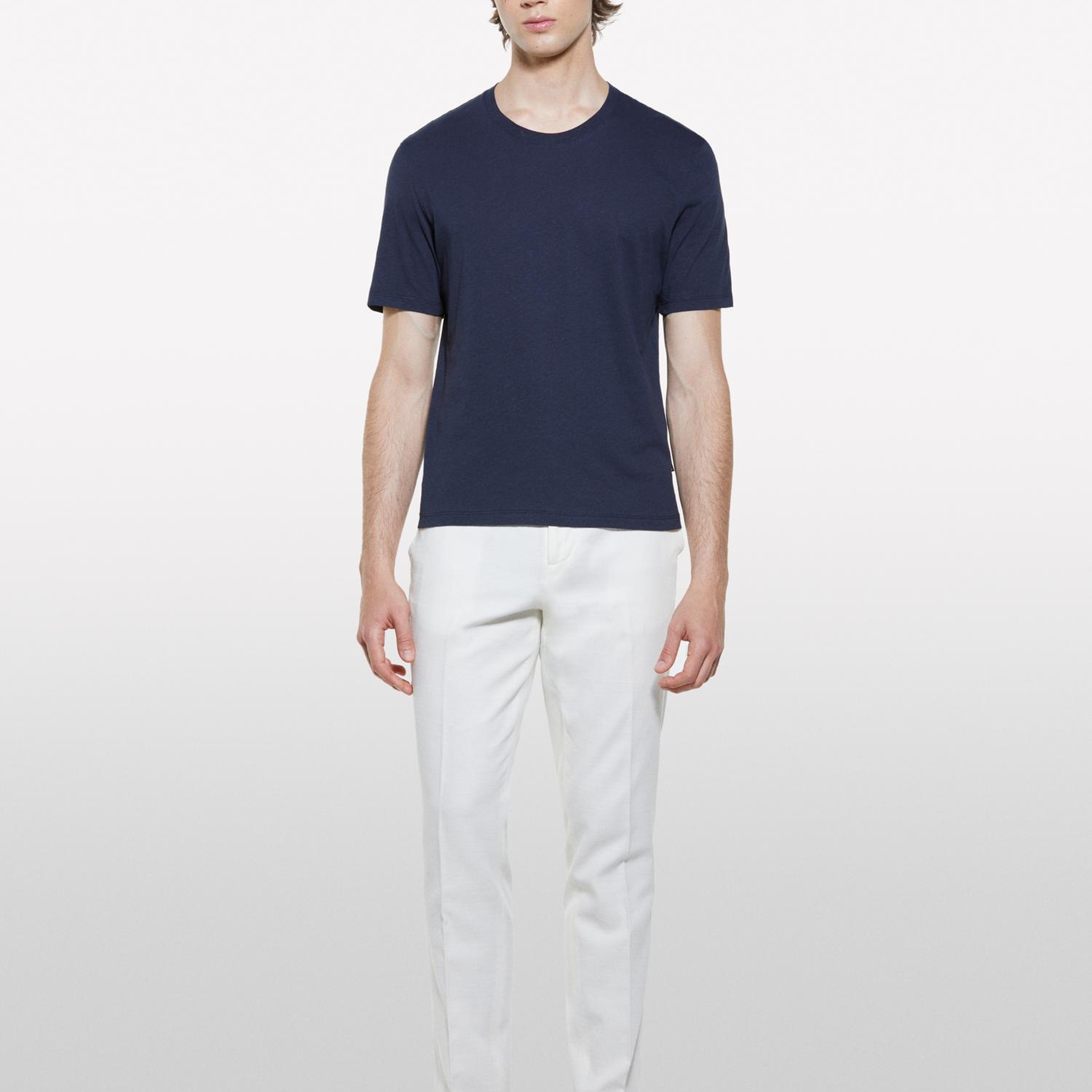 Erkek Açık Krem %100 Pamuk Slim Comfort Fit Chino Pantolon